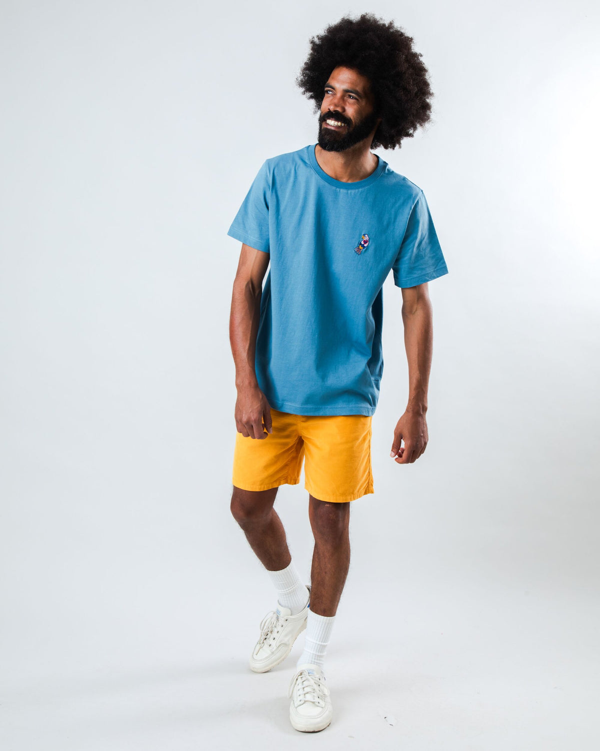 T-shirt en coton bio | bleu "Asis percales parrot regular t-shirt blue"