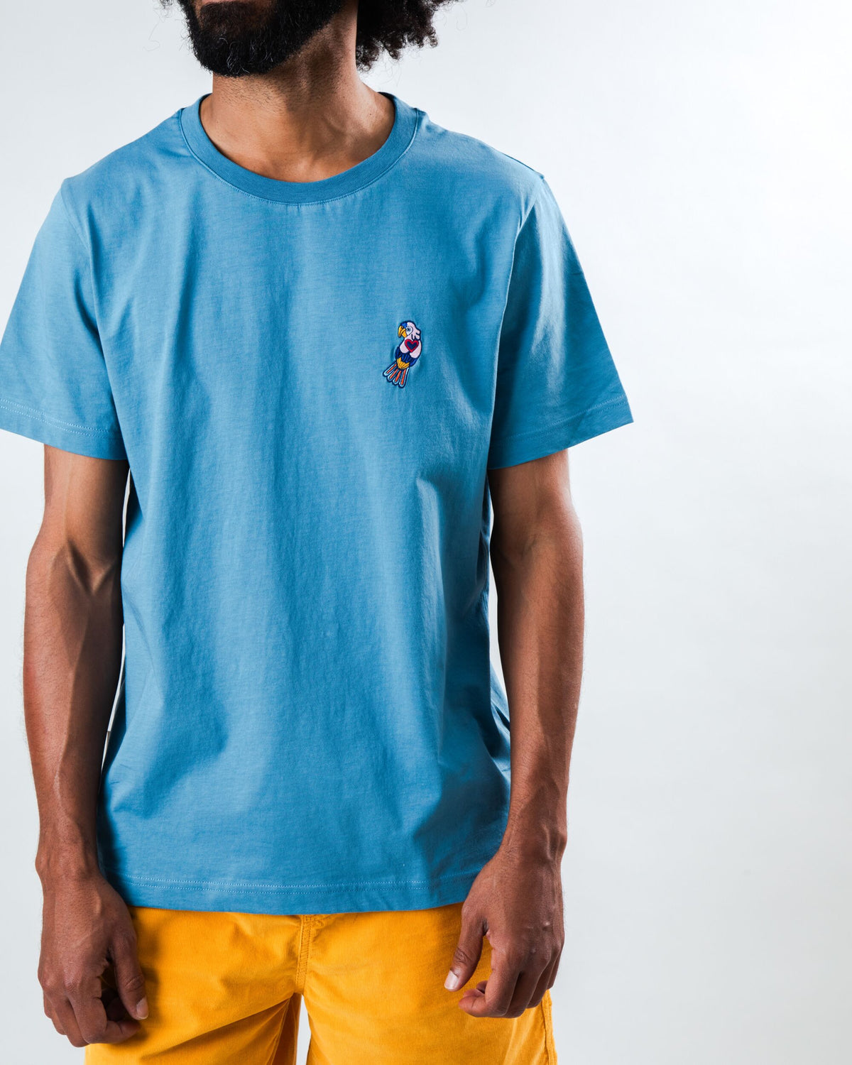 T-shirt en coton bio | bleu "Asis percales parrot regular t-shirt blue"