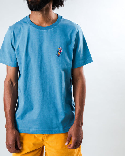 T-shirt en coton bio | bleu "Asis percales parrot regular t-shirt blue"