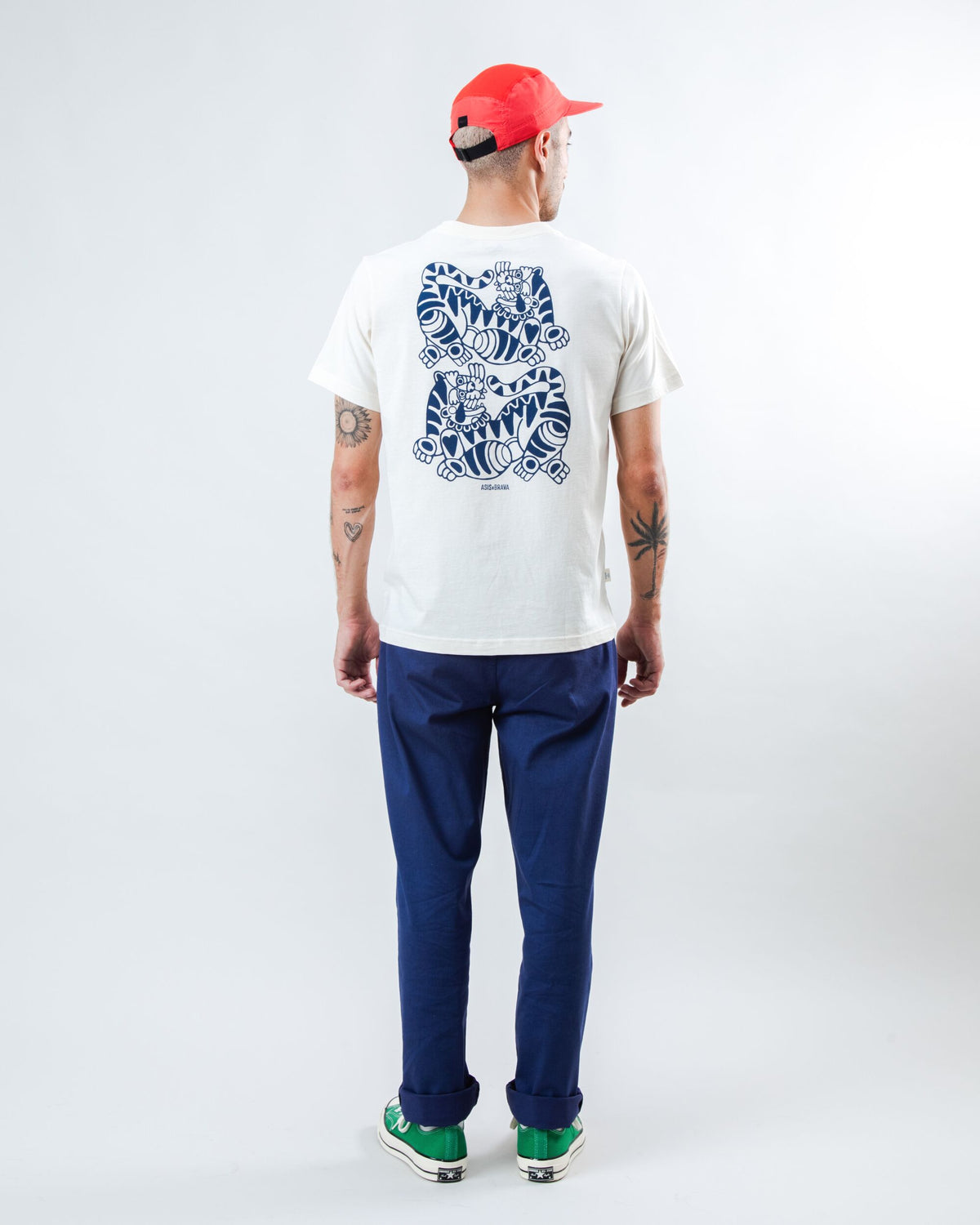 T-shirt en coton bio | écru "asis percales tigris regular t-shirt"