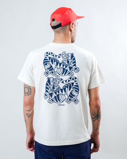 T-shirt en coton bio | écru "asis percales tigris regular t-shirt"