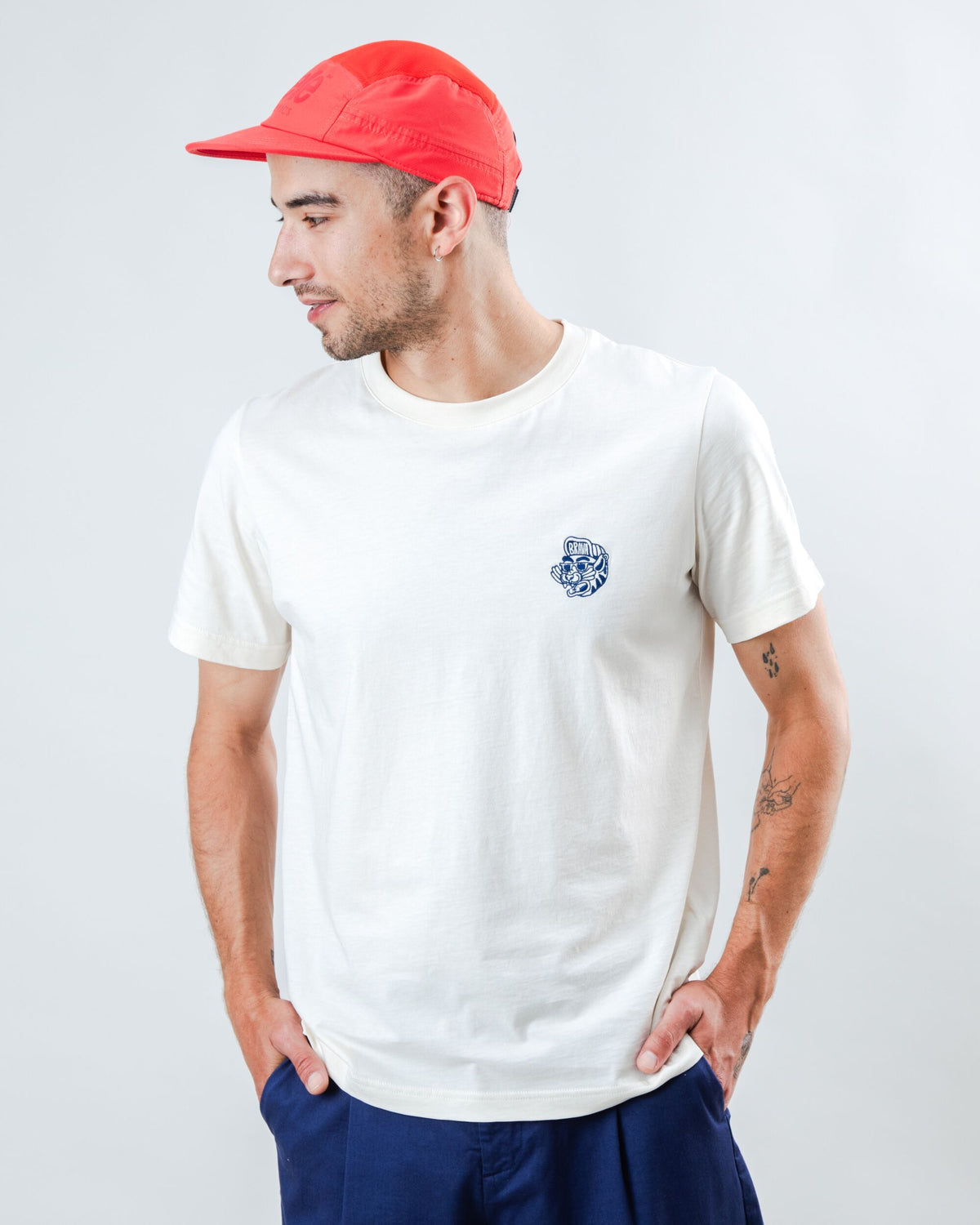 T-shirt en coton bio | écru "asis percales tigris regular t-shirt"