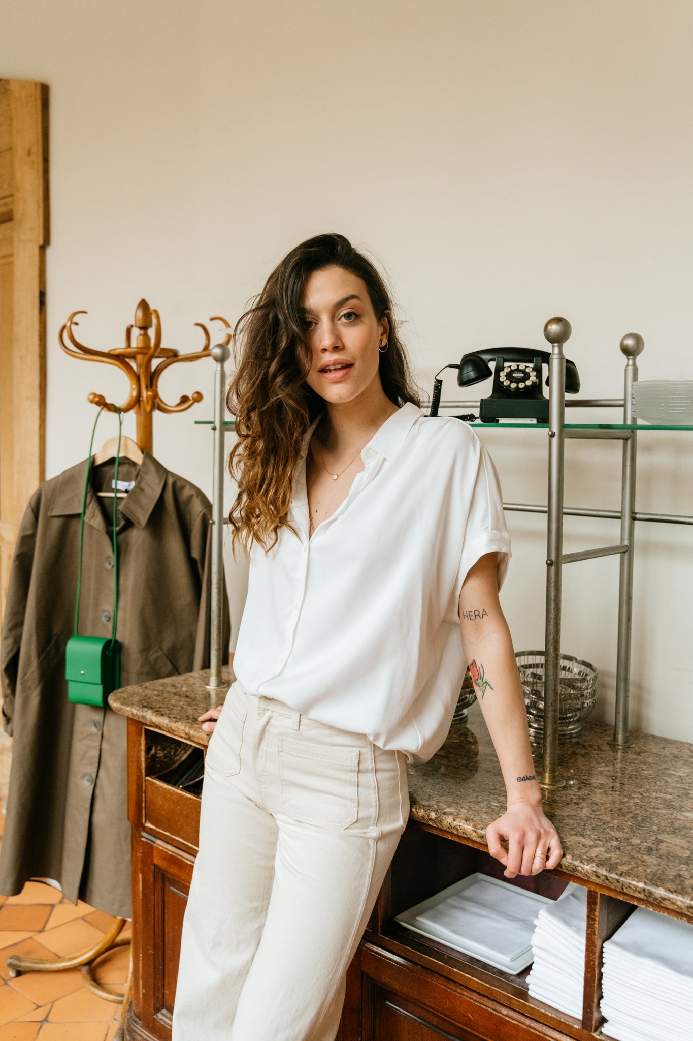 Chemise manches courtes blanche en ecovero - zonyaa off white
