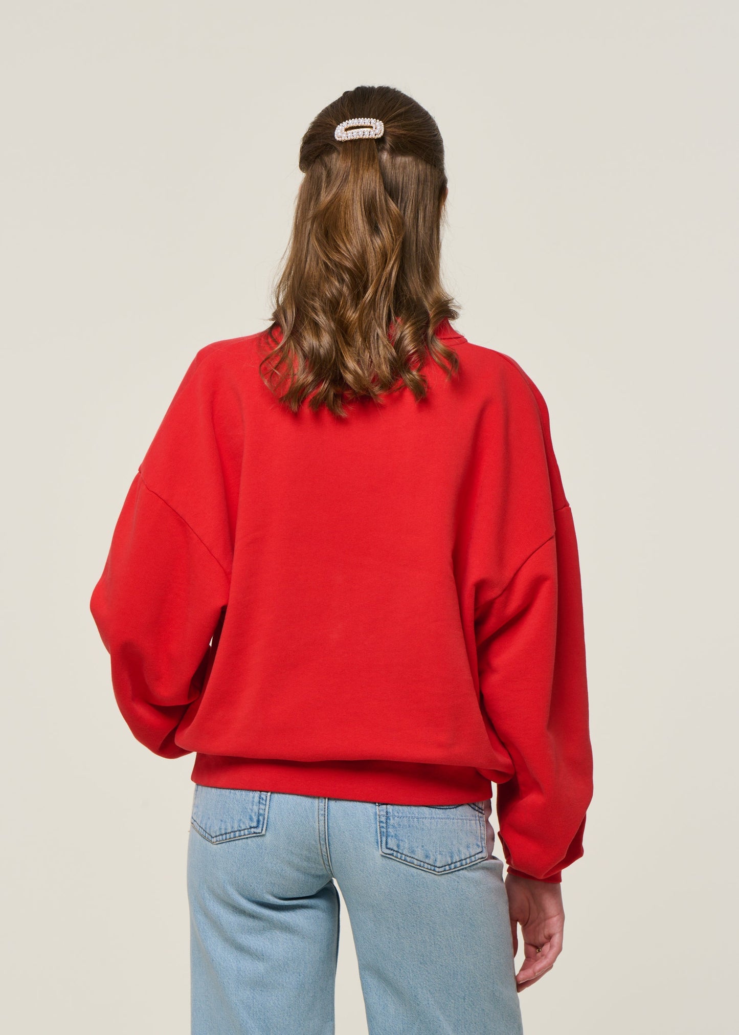 Sweat polo en coton bio | rouge "brava gum polo sweatshirt red"
