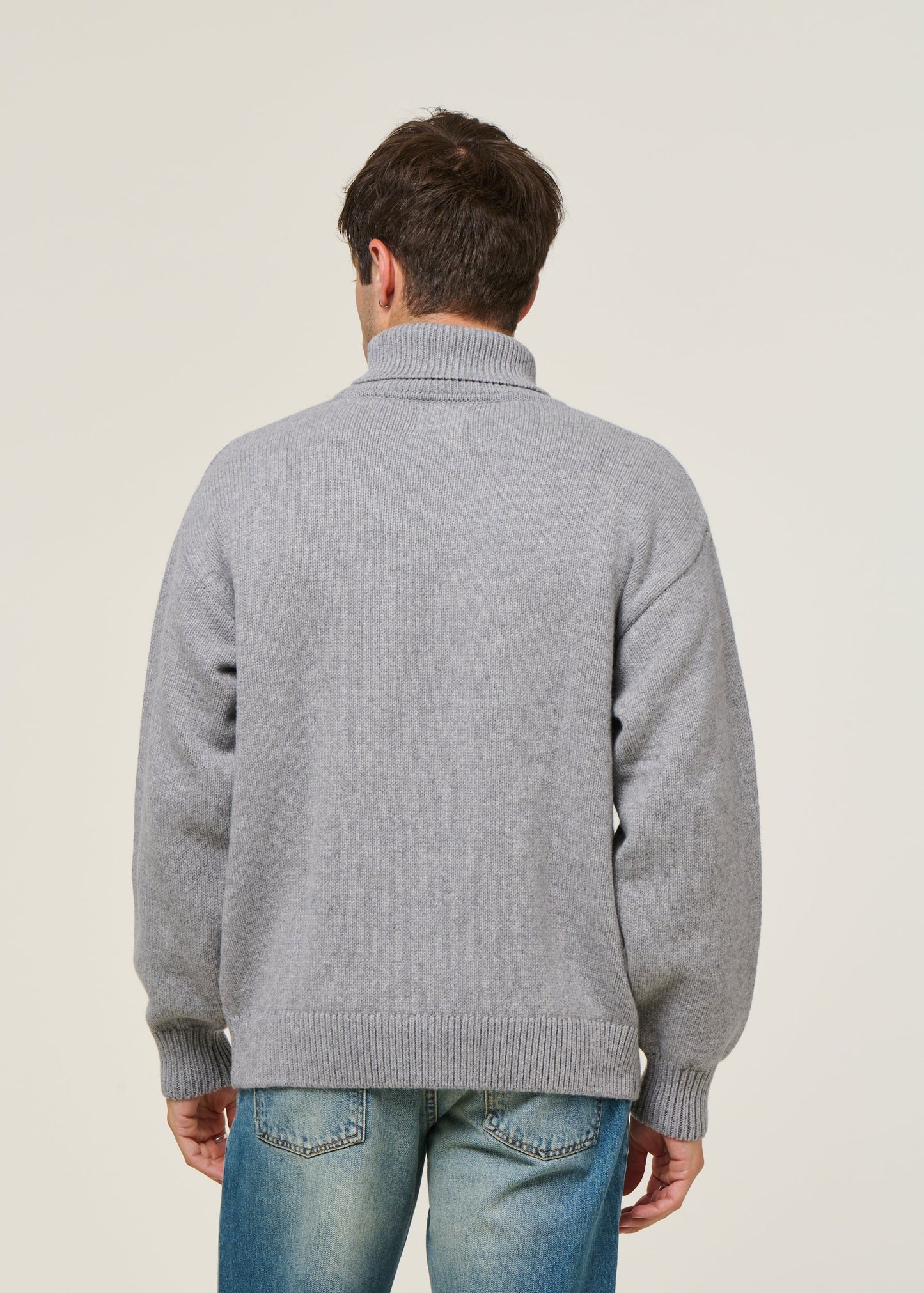Pull col roulé en laine mérinos recyclée | Gris "merino wool turtleneck heather grey"