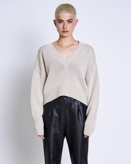 Pull oversize en coton bio | Beige "luz ivory"