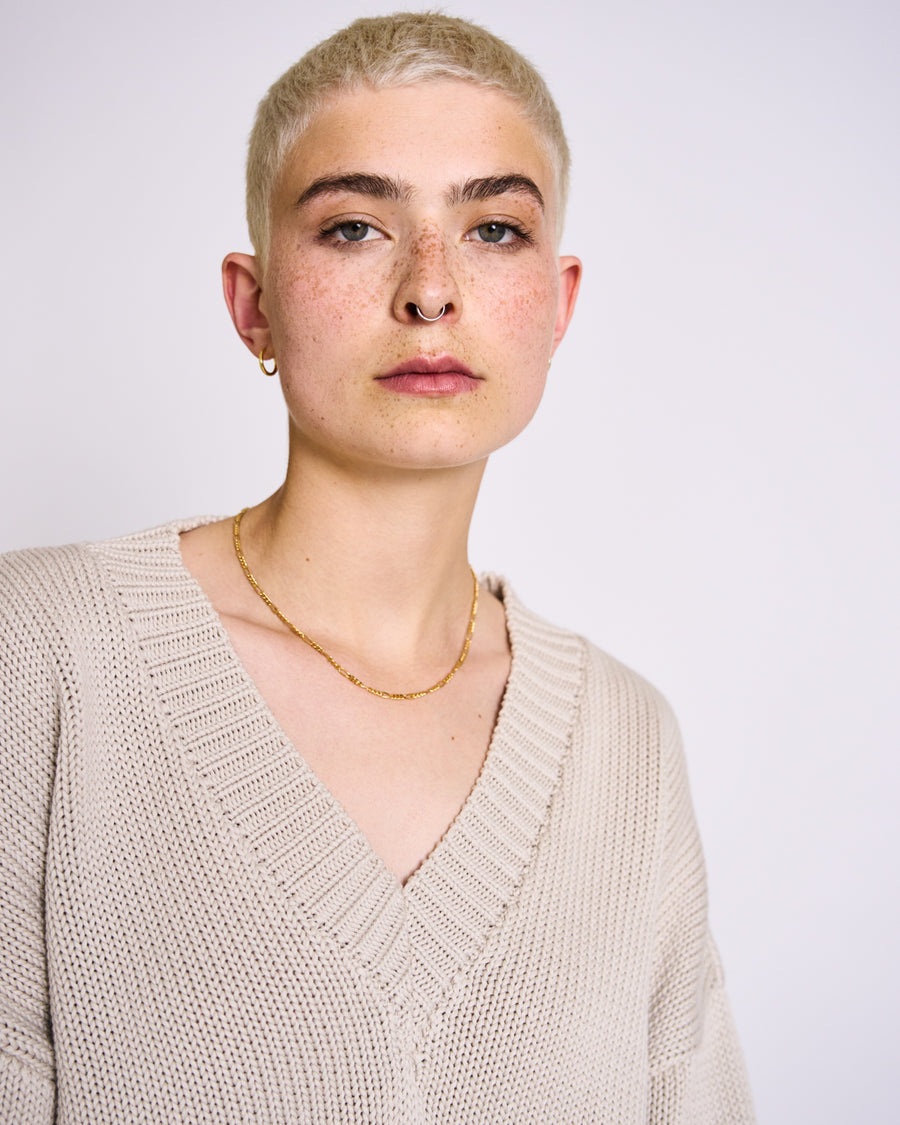 Pull oversize en coton bio | Beige "luz ivory"