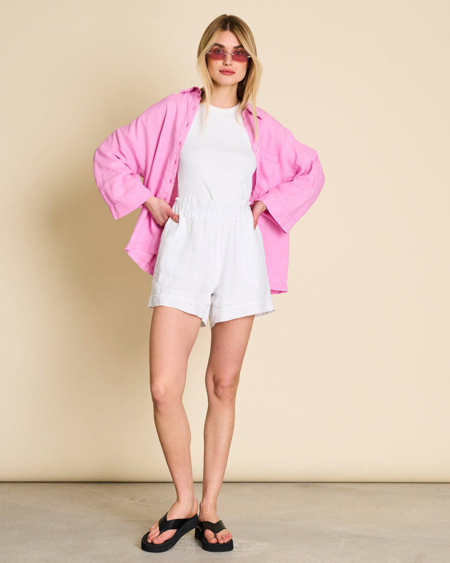 Short blanc en lin - linen shorts tournai white