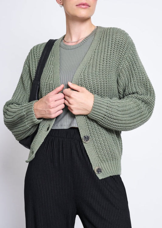 Cardigan en maille de coton bio | vert "lena sea spray"