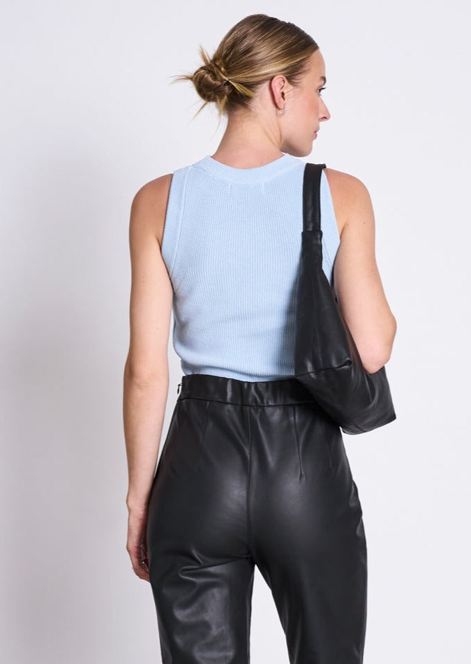 Pull sans manches en maille de coton bio | bleu "garda sky blue"