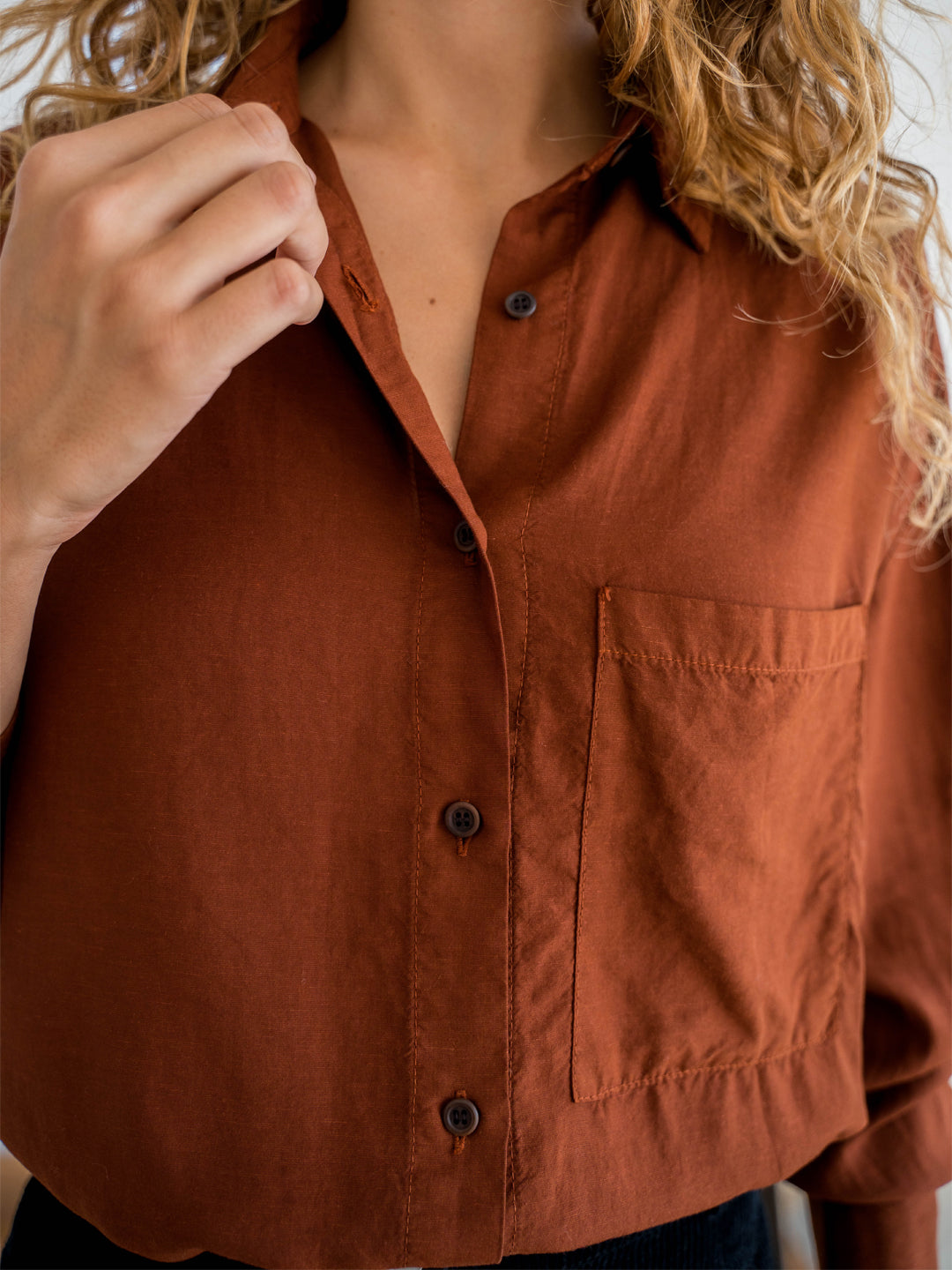 Chemise avec poche en tencel | marron "gibbs women blouse toffee"