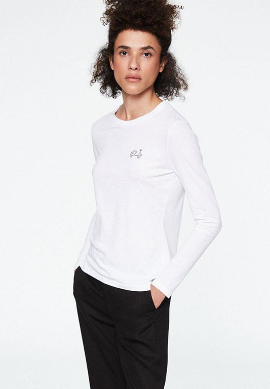 T-shirt manches longues brodé en coton biologique - Laraa Vespa