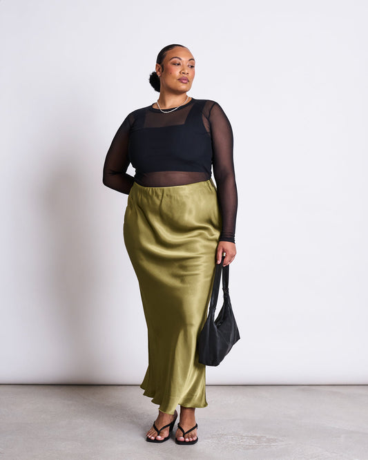 Jupe en viscose écologique | vert "serin - woody olive"