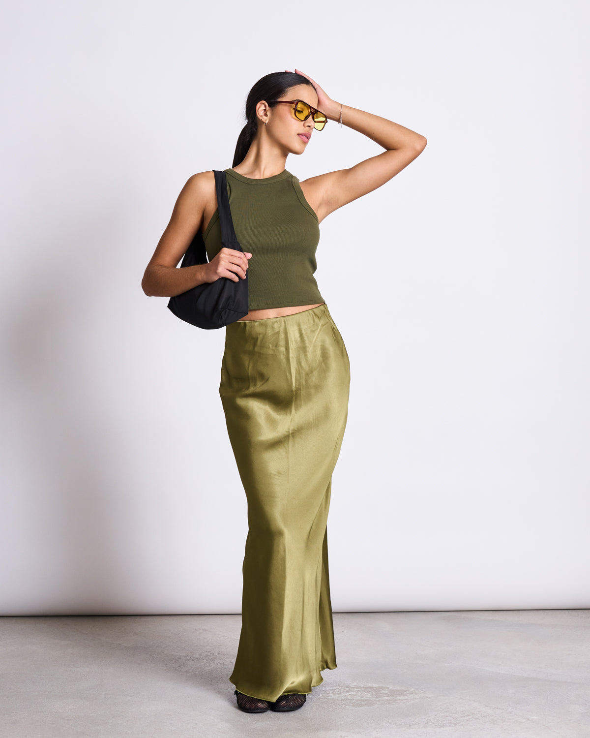 Jupe en viscose écologique | vert "serin - woody olive"