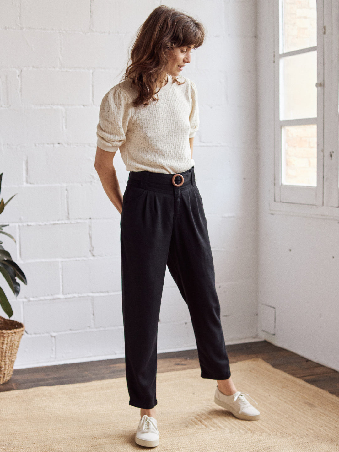 Pantalon droit en tencel | noir "takaroa tencel trousers black"