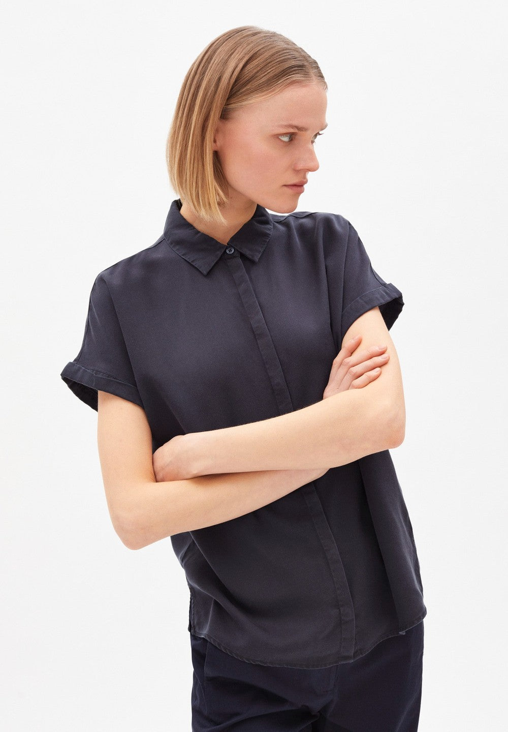 Chemise manches courtes marine en ecovero - zonjaa night sky