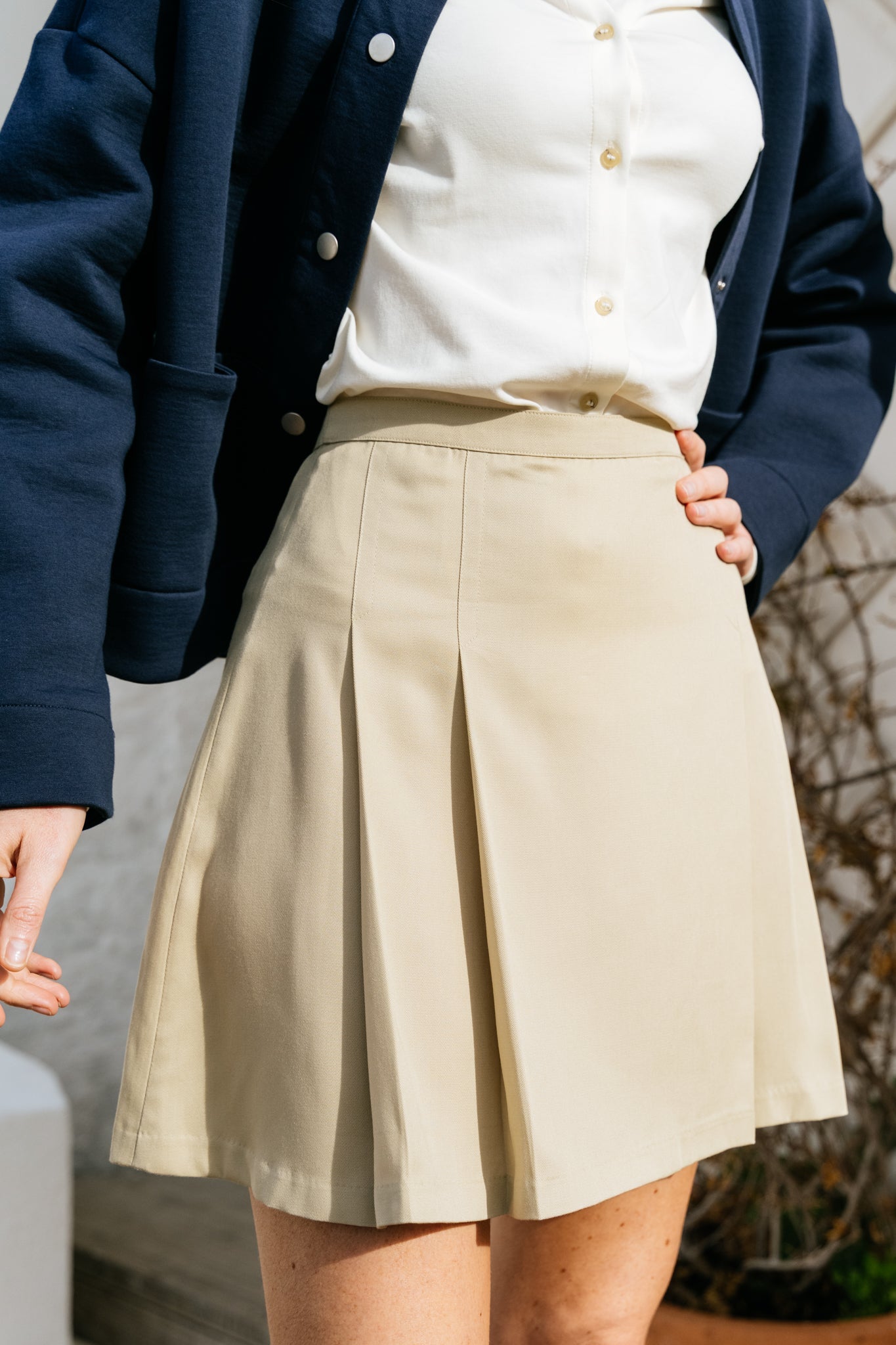 Mini-jupe plissée en tencel | beige "belindaa sand stone"