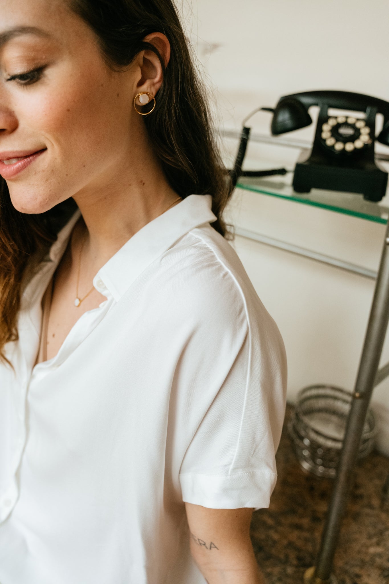 Chemise manches courtes blanche en ecovero - zonyaa off white