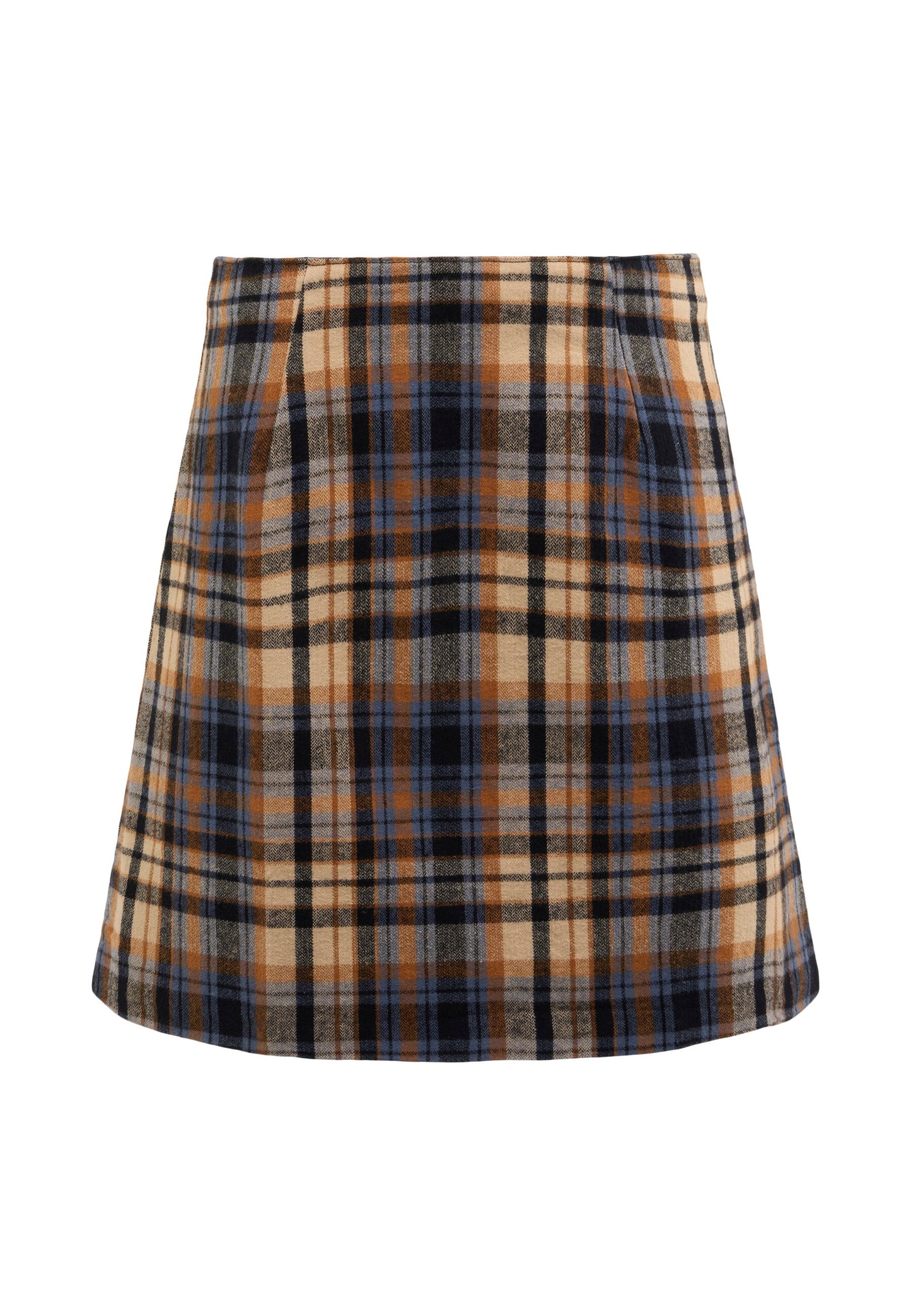 Jupe a carreaux flanelle en coton bio - flannel check skirt brown sugar