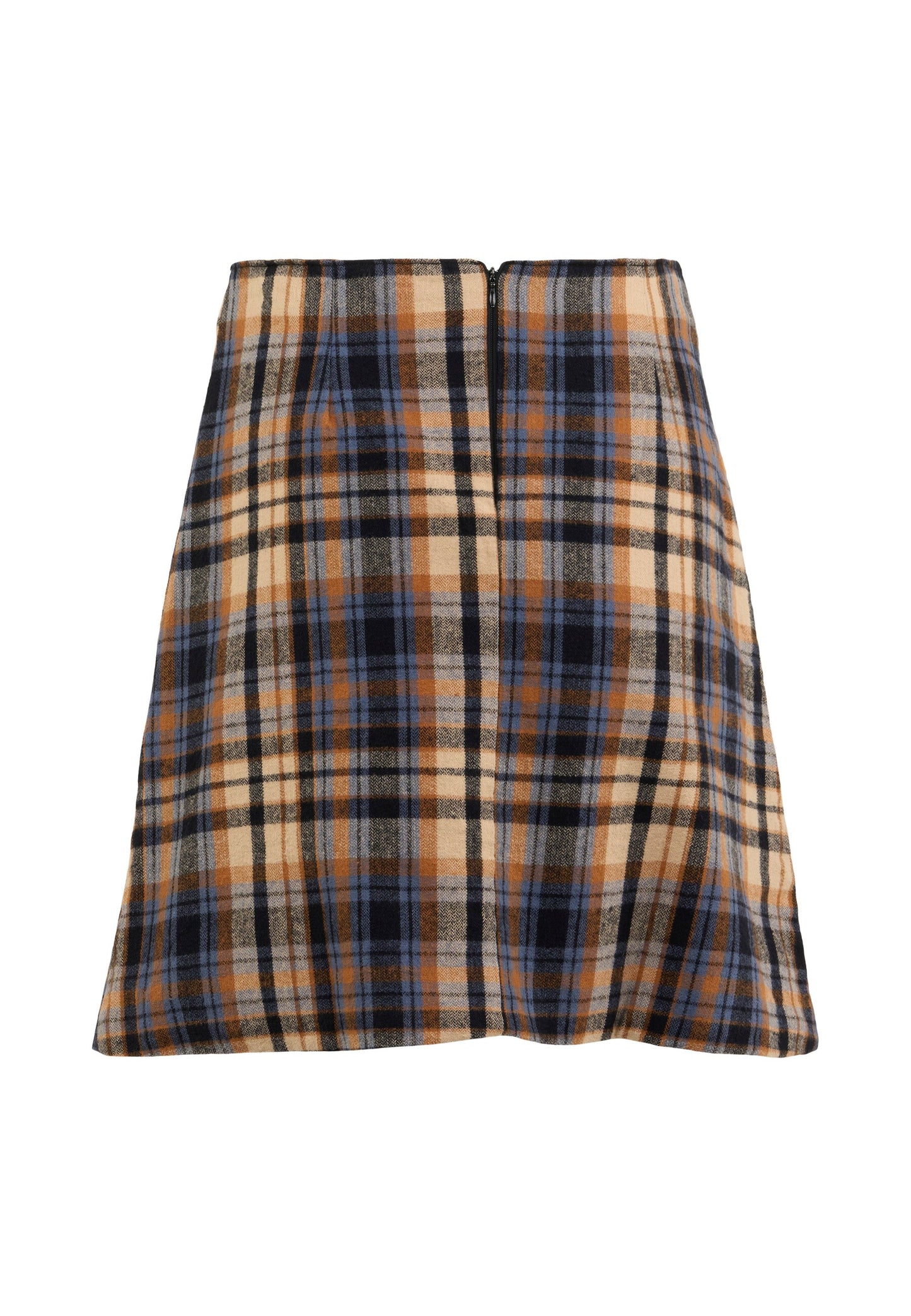 Jupe a carreaux flanelle en coton bio - flannel check skirt brown sugar