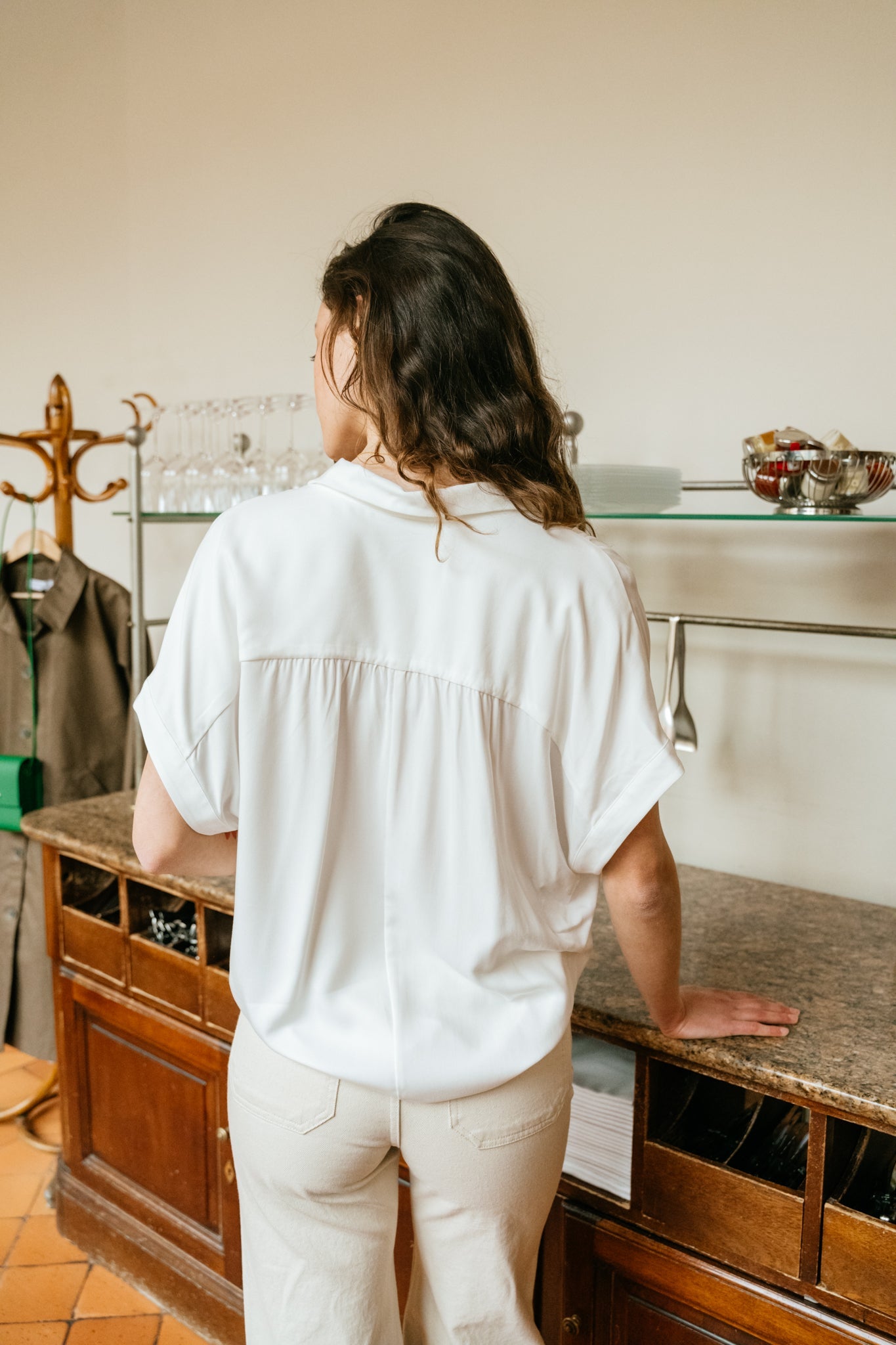 Chemise manches courtes blanche en ecovero - zonyaa off white