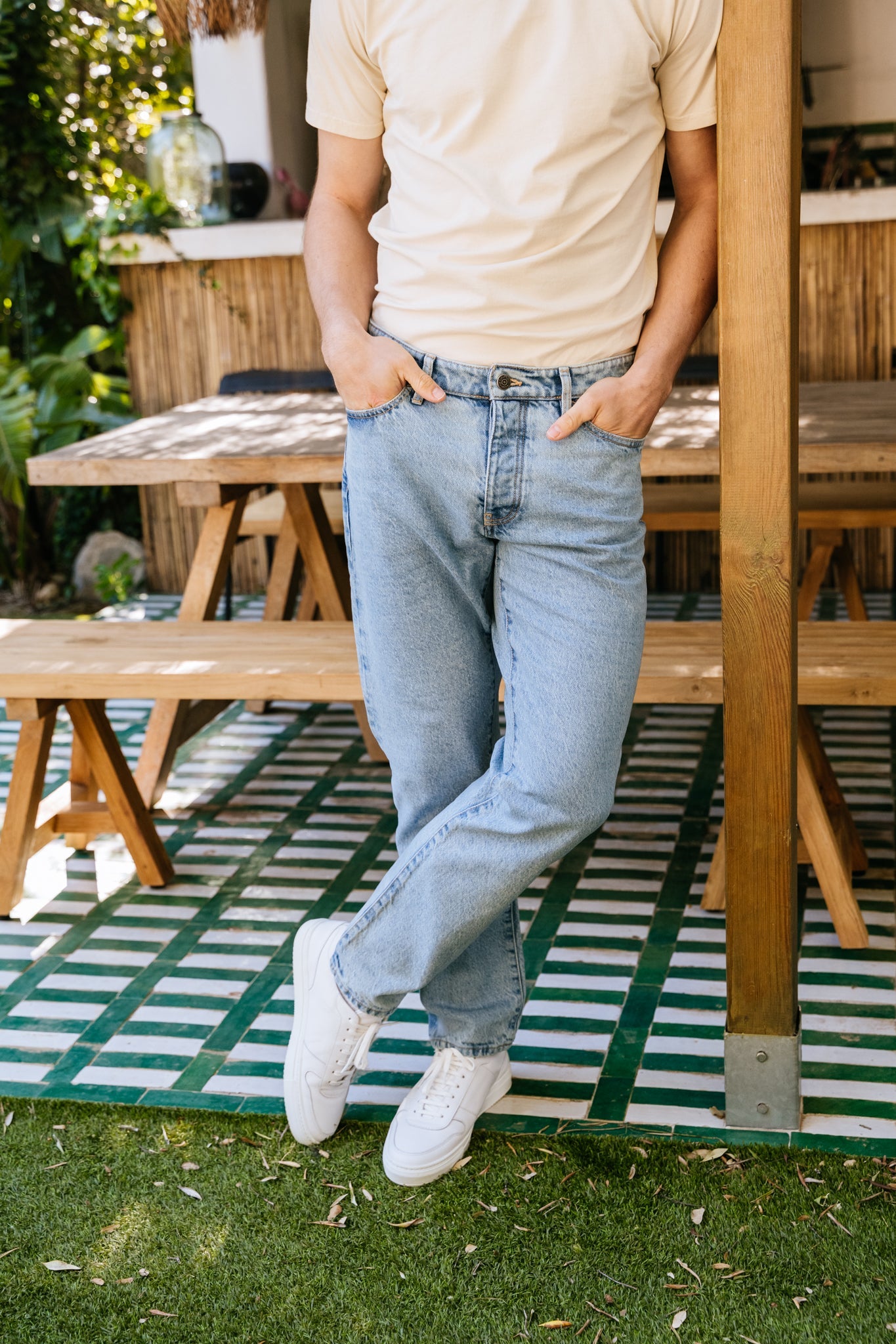Jean droit en coton recyclé | bleu clair "reborn oak jeans bleached stonewash"