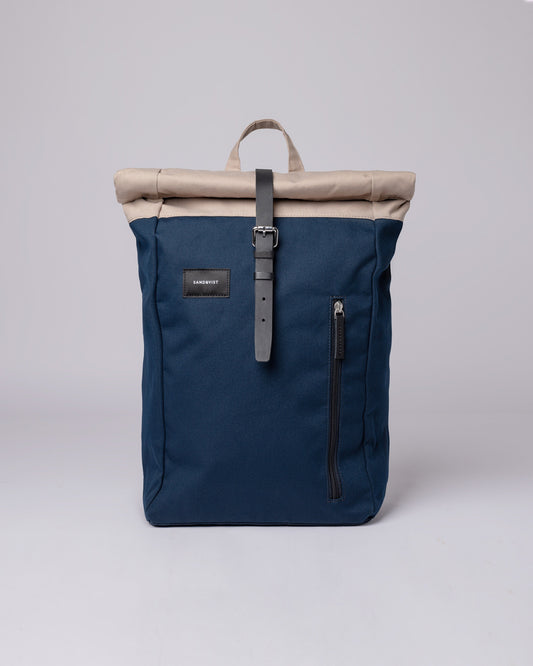 Sac à dos rolltop en recyclé | Marine et beige "dante multi navy"