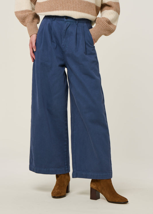 Pantalon ample en coton bio | indigo "wide leg pants"