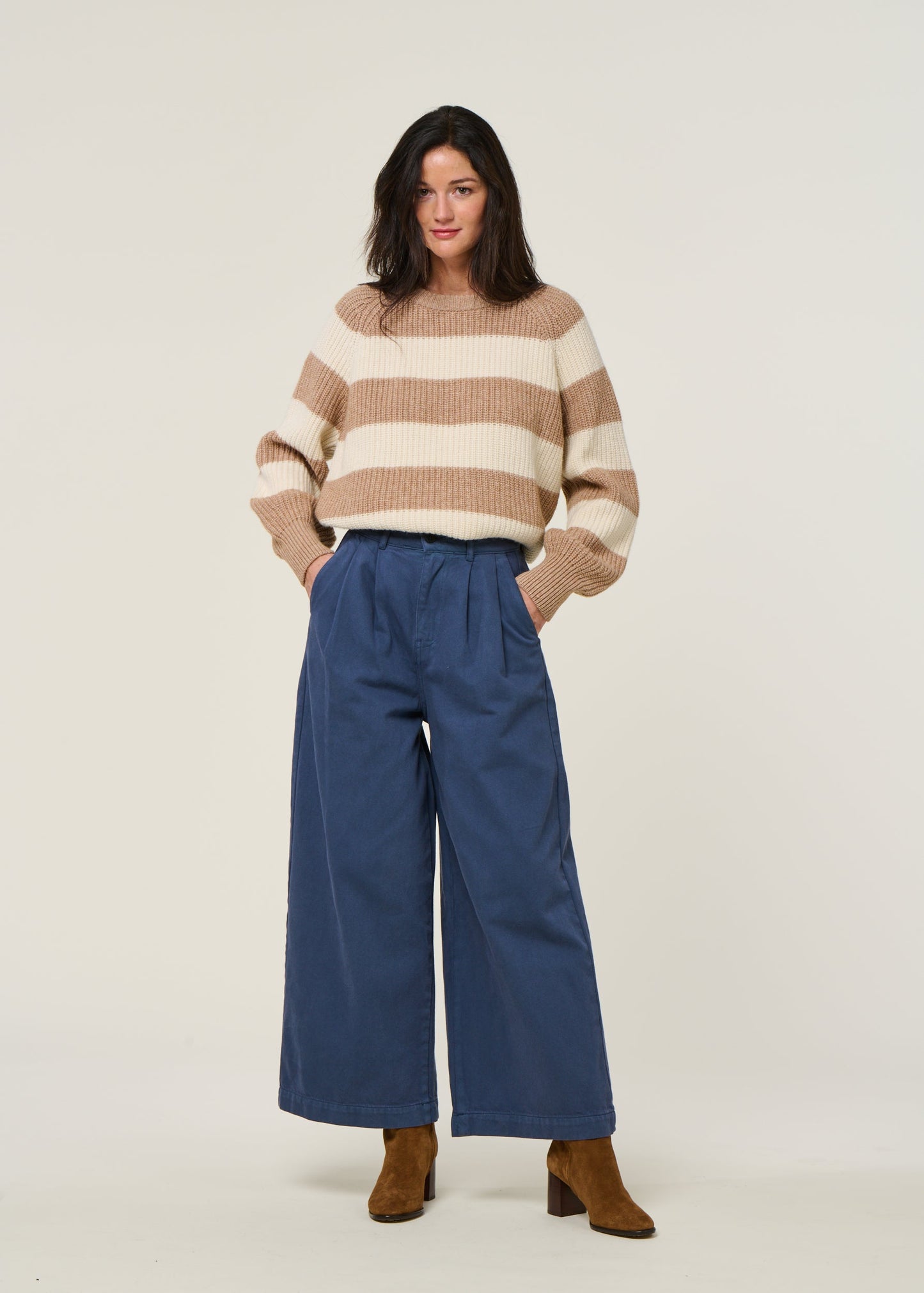 Pantalon ample en coton bio | indigo "wide leg pants"