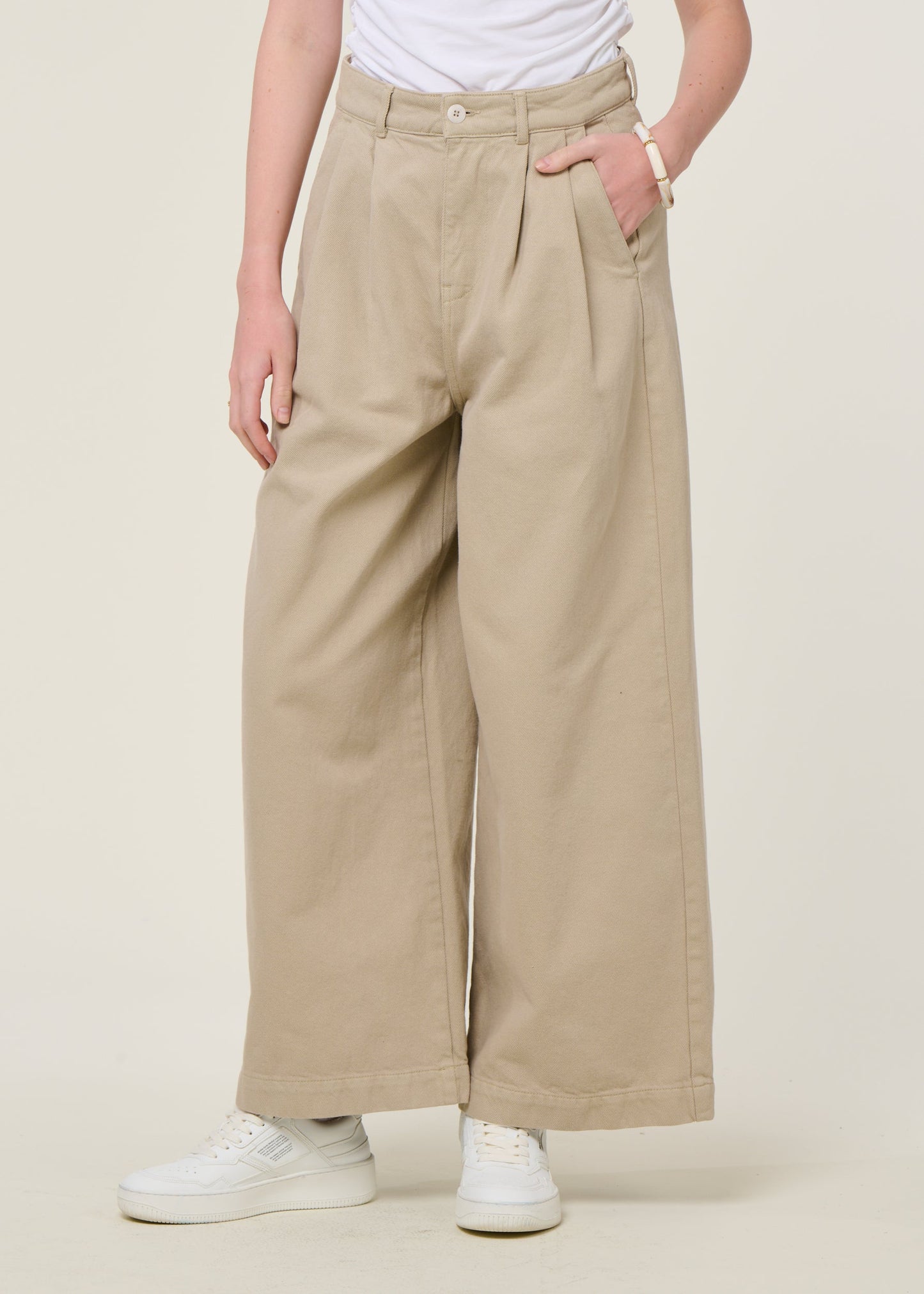 Pantalon ample en coton bio | écru "wide leg pants"