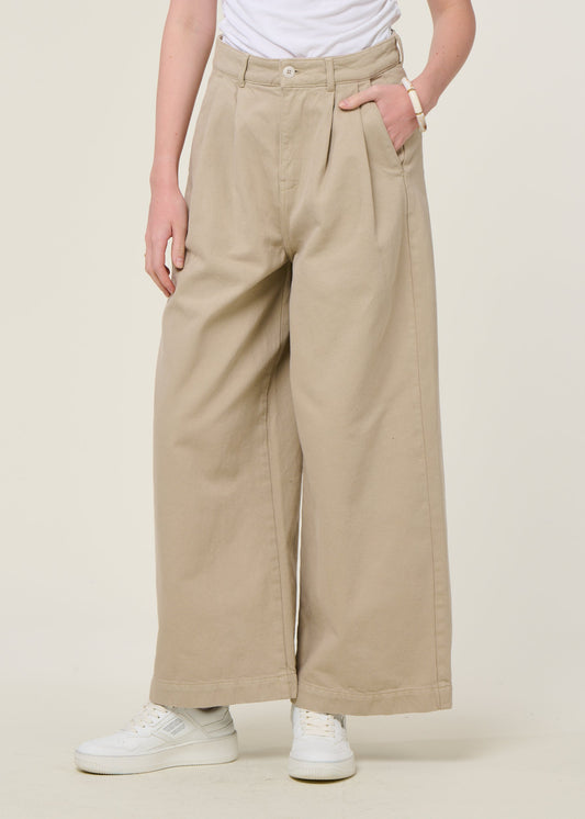 Pantalon ample en coton bio | écru "wide leg pants"