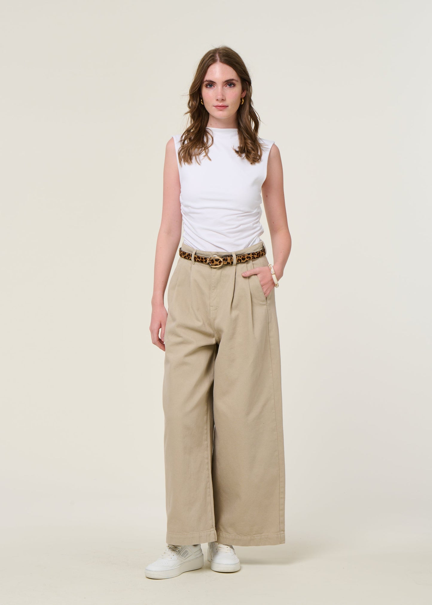 Pantalon ample en coton bio | écru "wide leg pants"