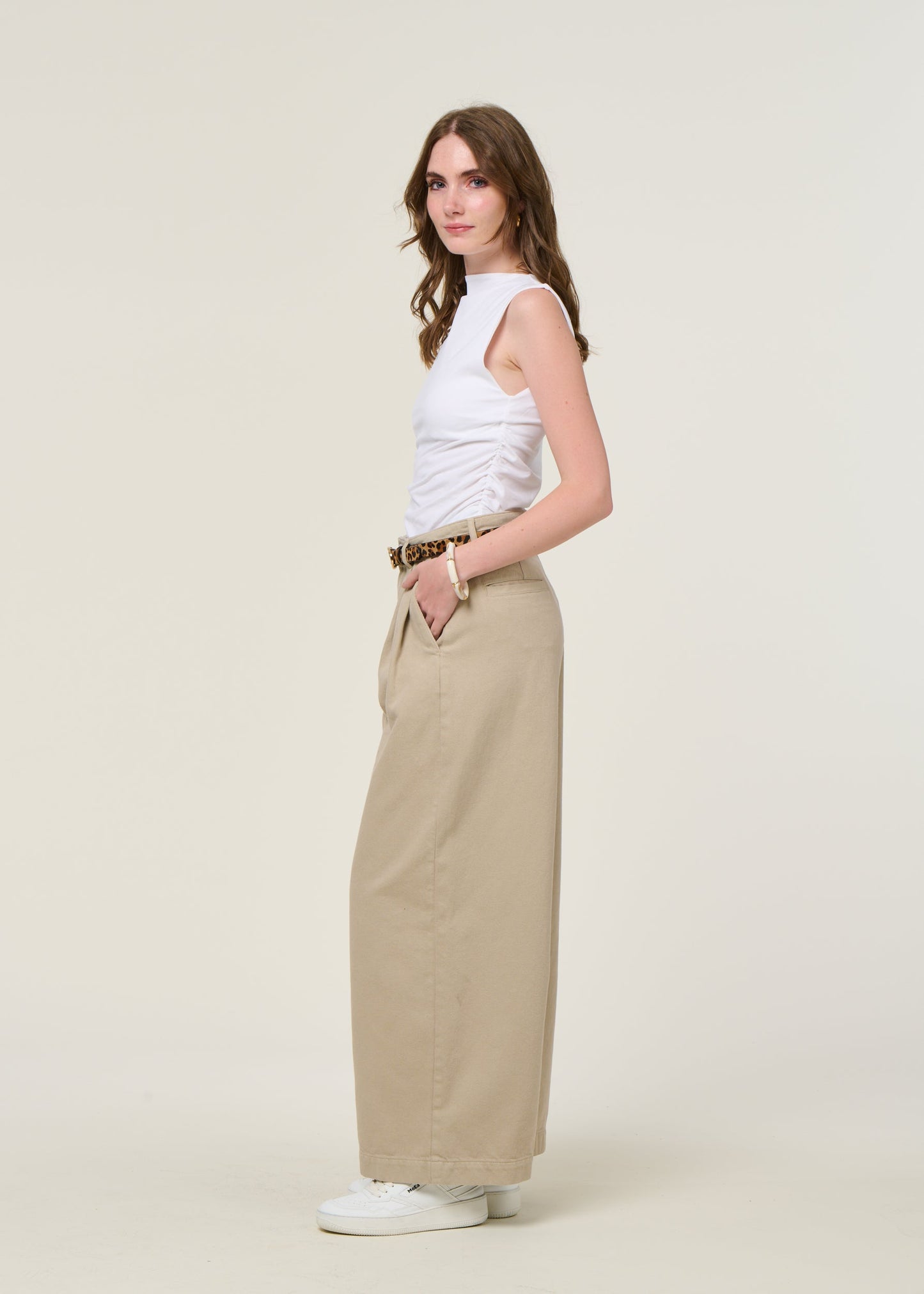 Pantalon ample en coton bio | écru "wide leg pants"