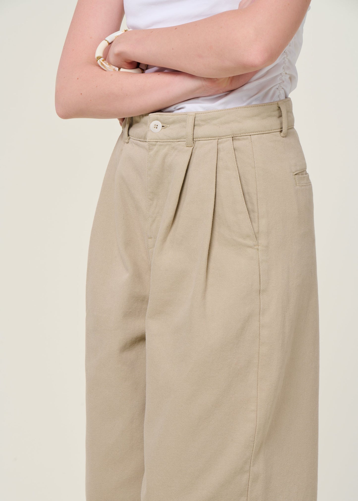 Pantalon ample en coton bio | écru "wide leg pants"