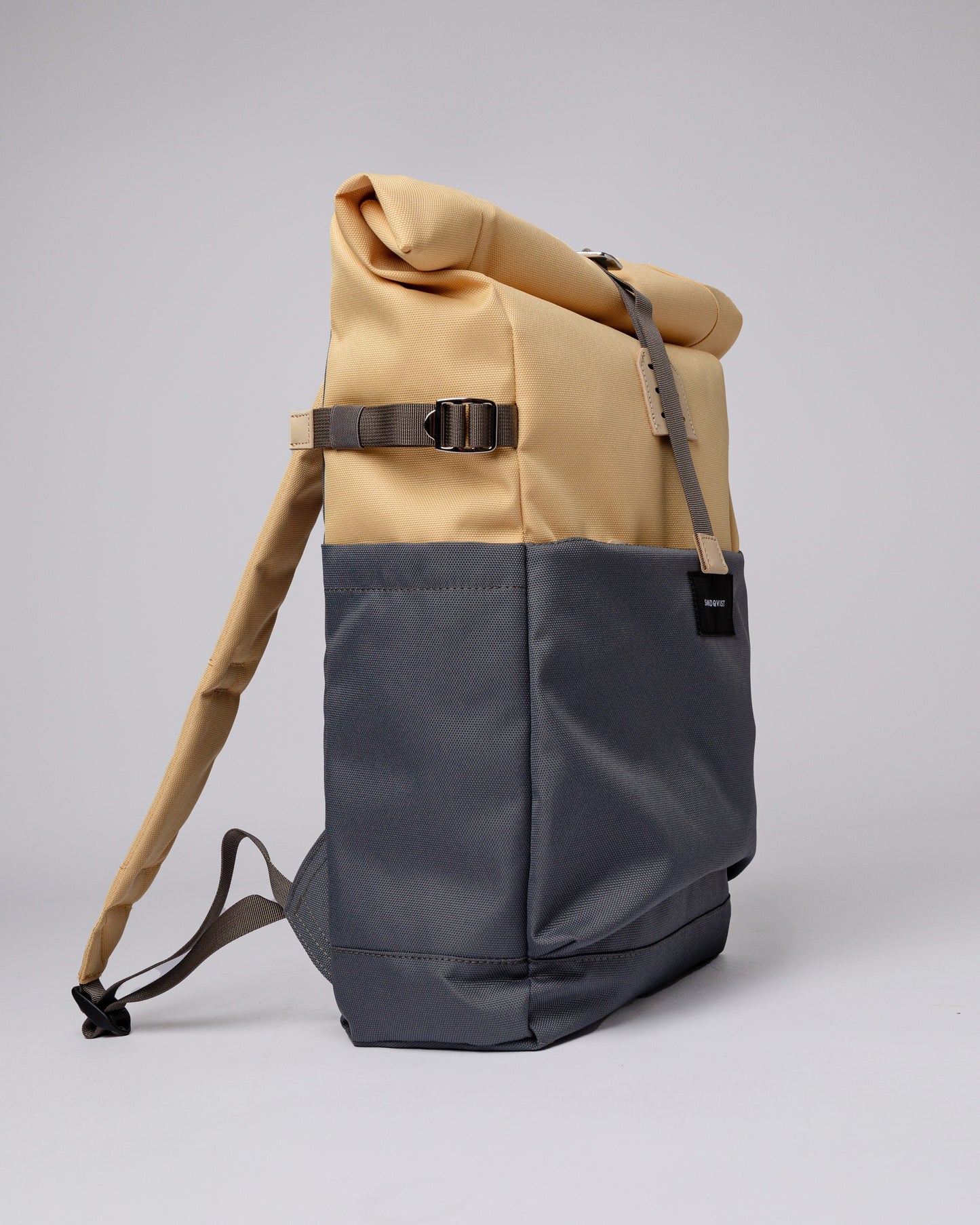 Sac à dos rolltop en matière recyclée | Gris et jaune "ilon multi wheat"