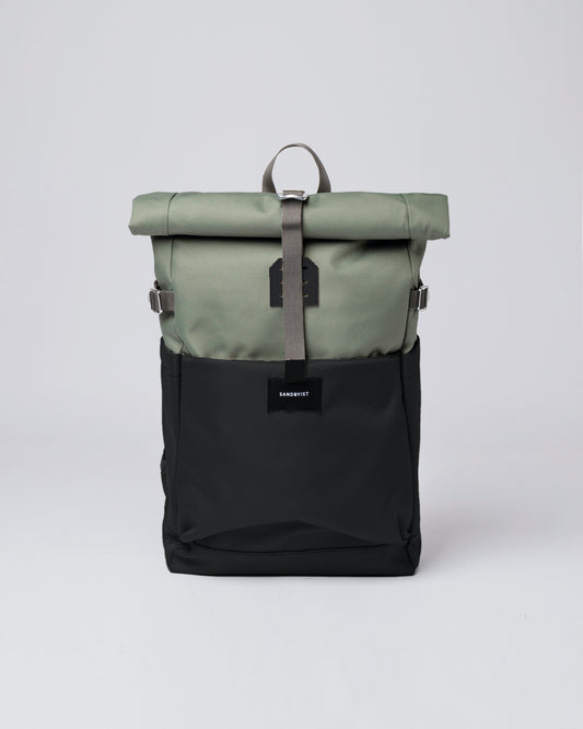 Sac à dos rolltop en matière recyclée | Noir et vert "ilon multi clover green"