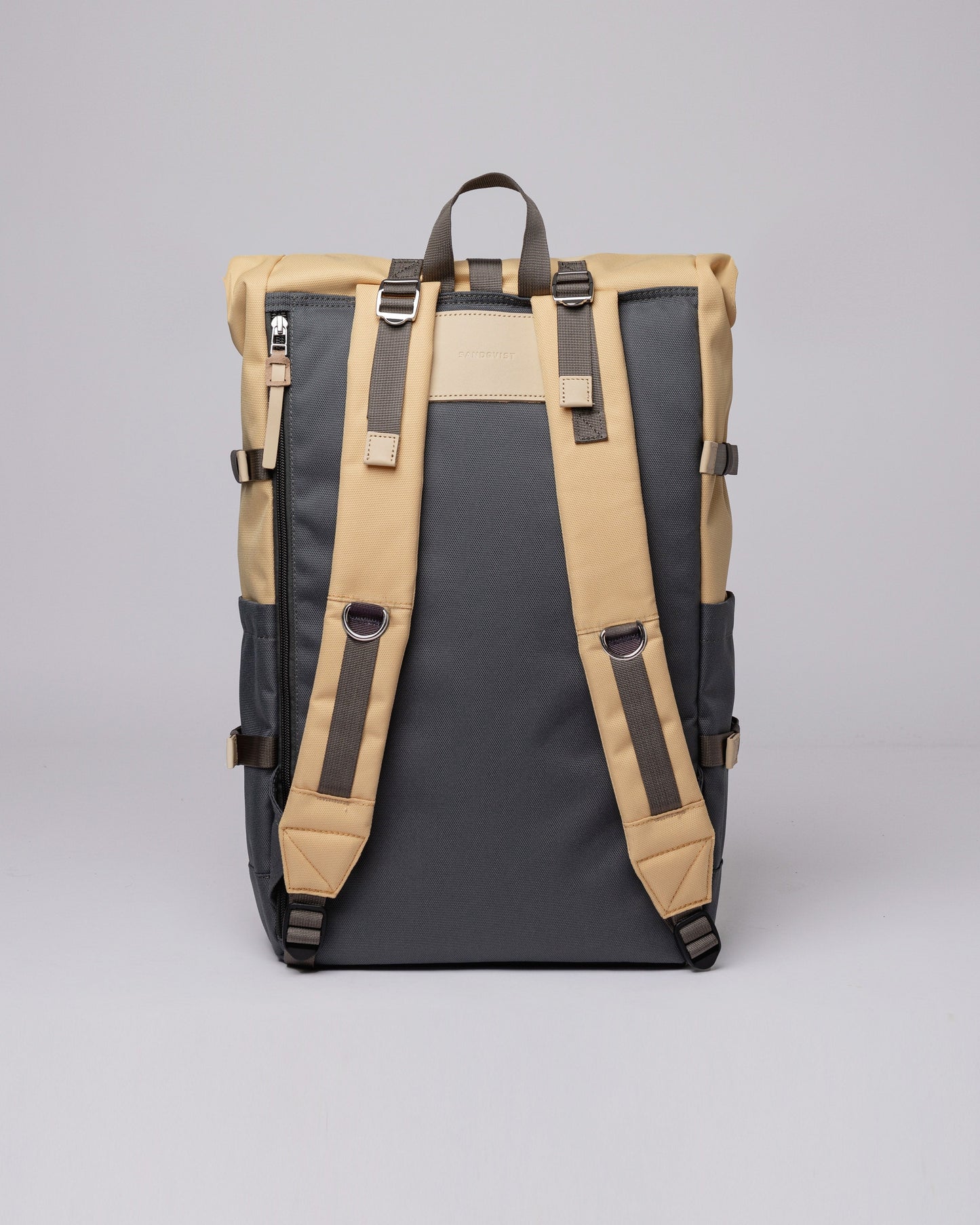Sac à dos rolltop en matière recyclée | Gris et jaune "bernt multi wheat"