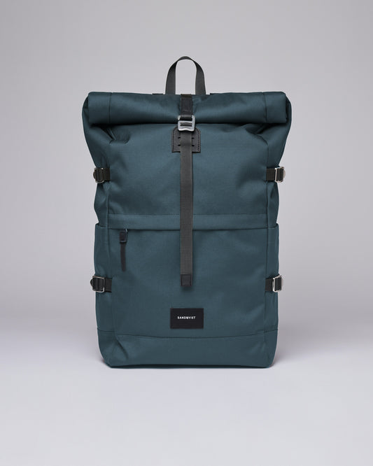 Sac à dos rolltop en matière recyclée | Bleu "bernt steel blue"