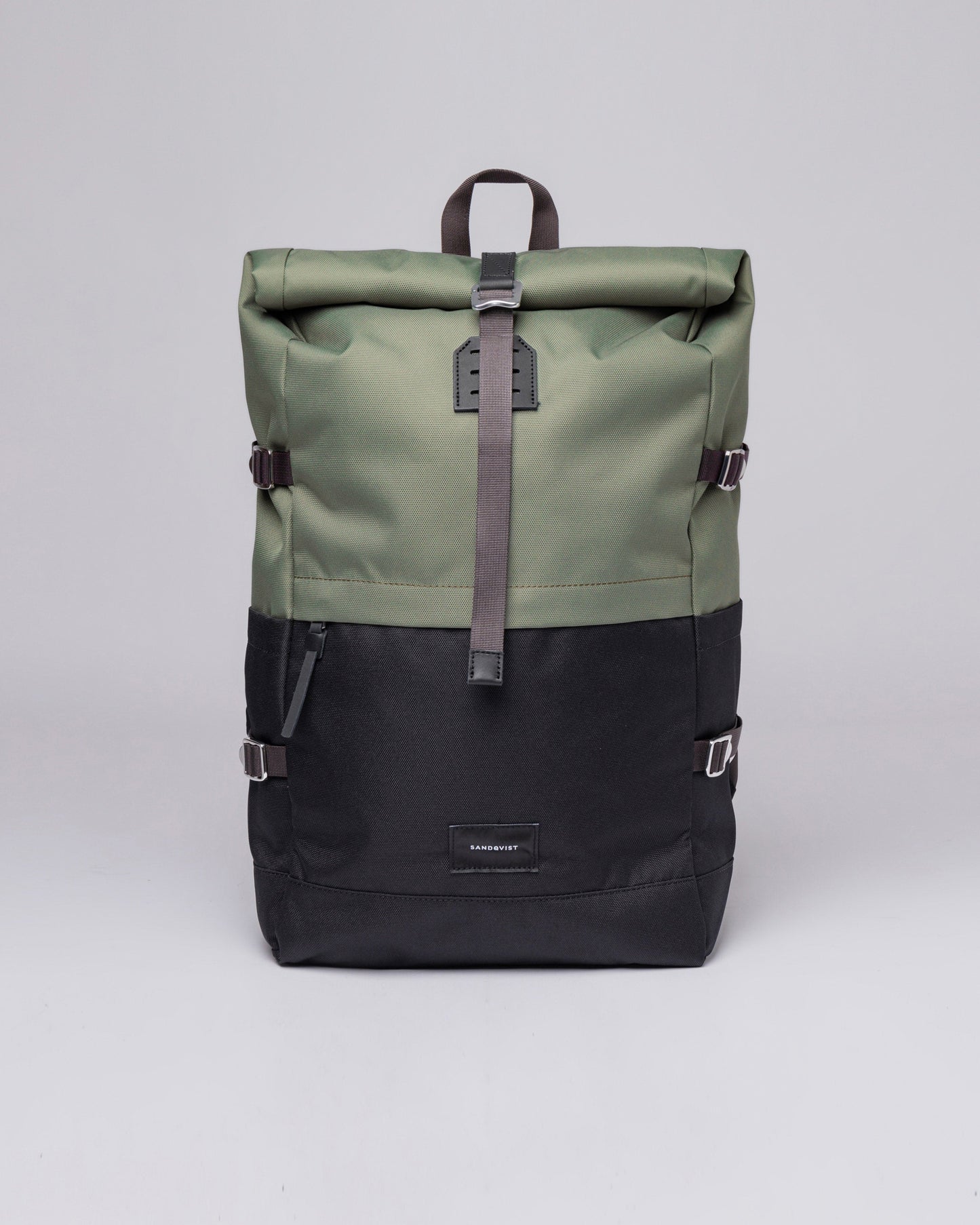 Sac à dos rolltop en matière recyclée | Gris et vert "bernt multi clover green"