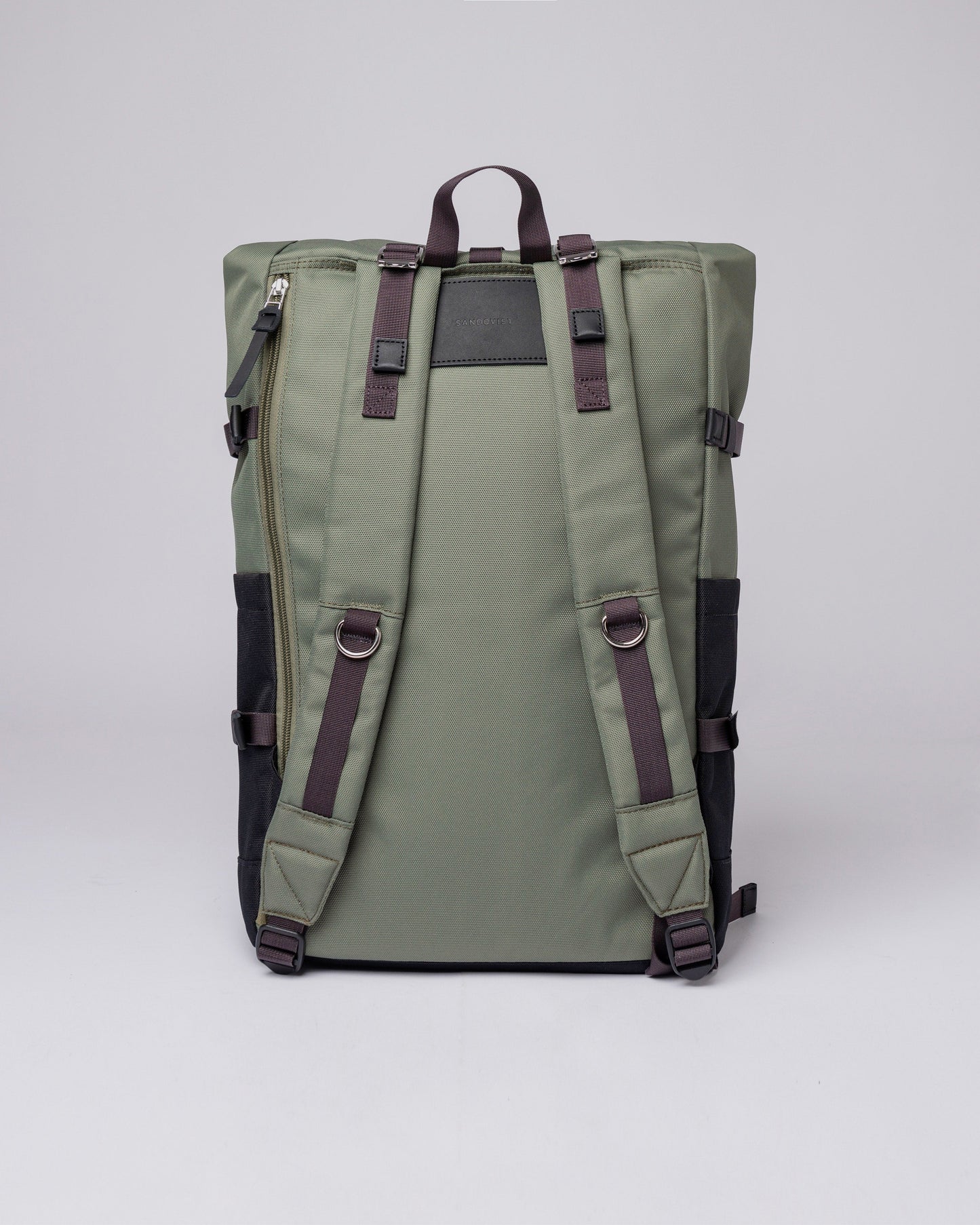 Sac à dos rolltop en matière recyclée | Gris et vert "bernt multi clover green"