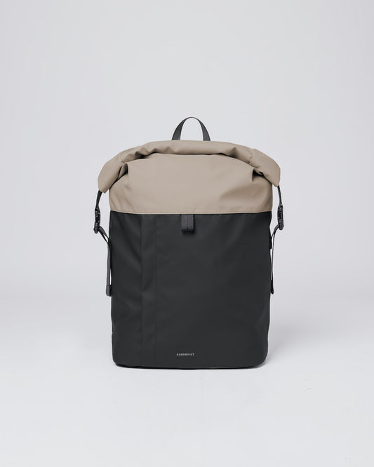 Sac à dos imperméable en matière recyclée | Noir et beige "konrad multi beige"