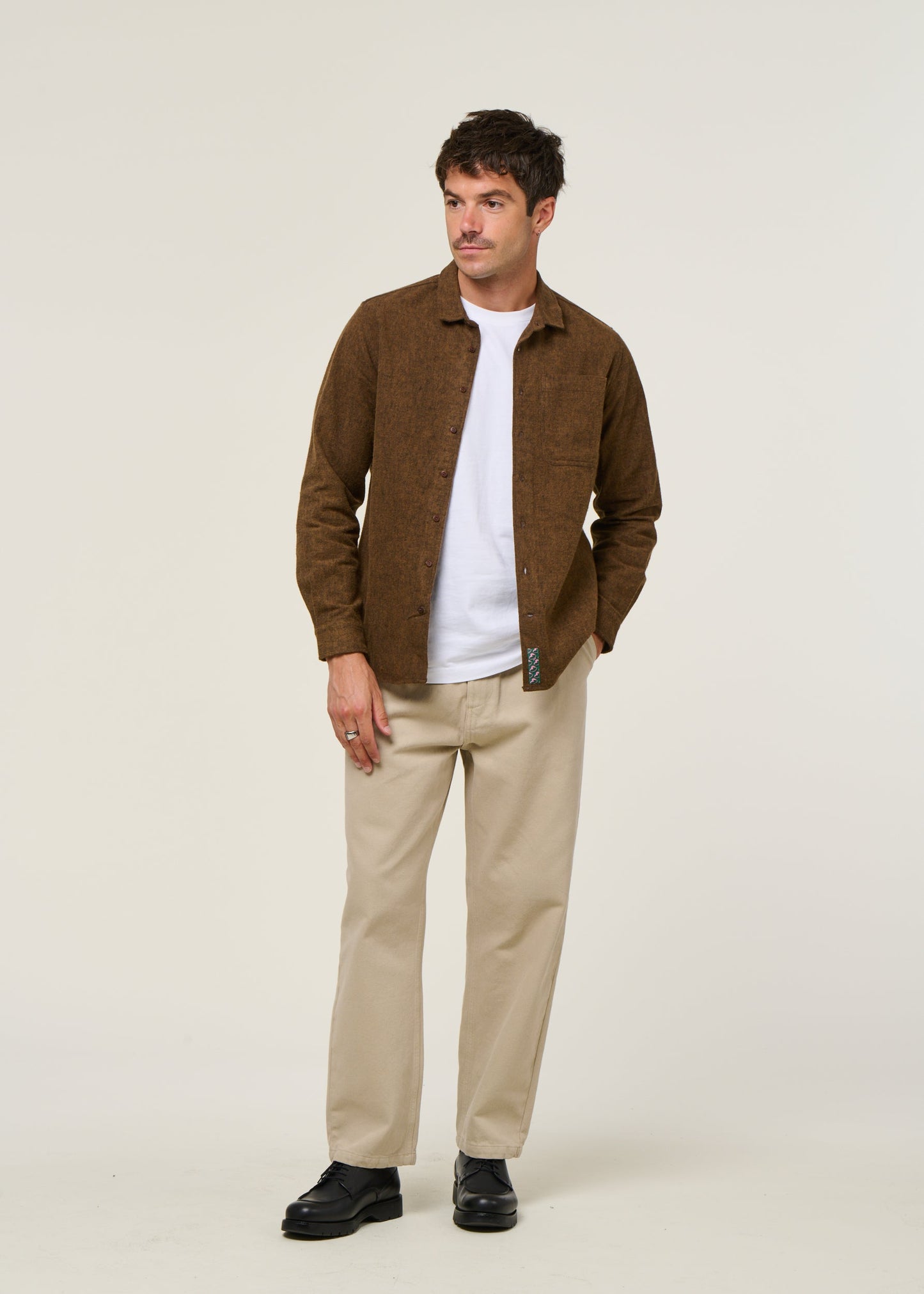 Chemise flanelle en coton bio | marron "heart flannel overshirt brown"