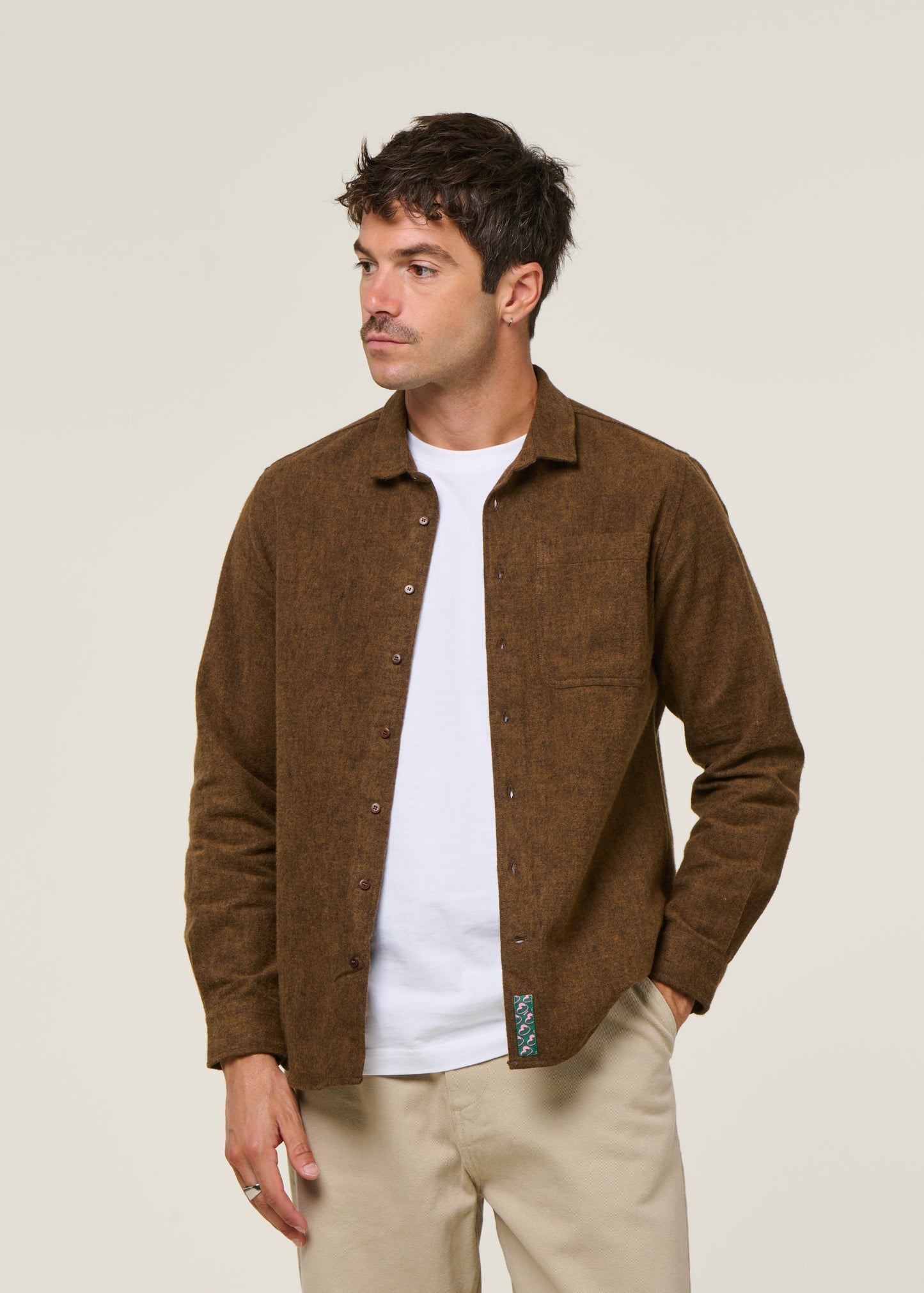 Chemise flanelle en coton bio | marron "heart flannel overshirt brown"