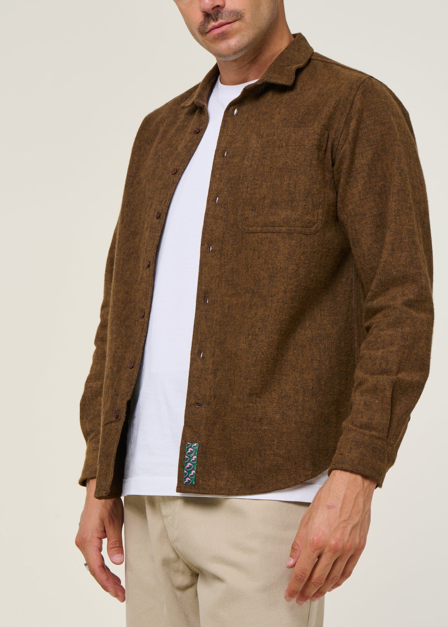 Chemise flanelle en coton bio | marron "heart flannel overshirt brown"