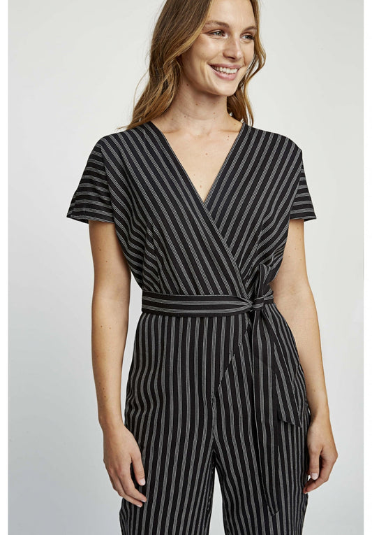 Combinaison rayée noire en coton bio - Mimi Jumpsuit