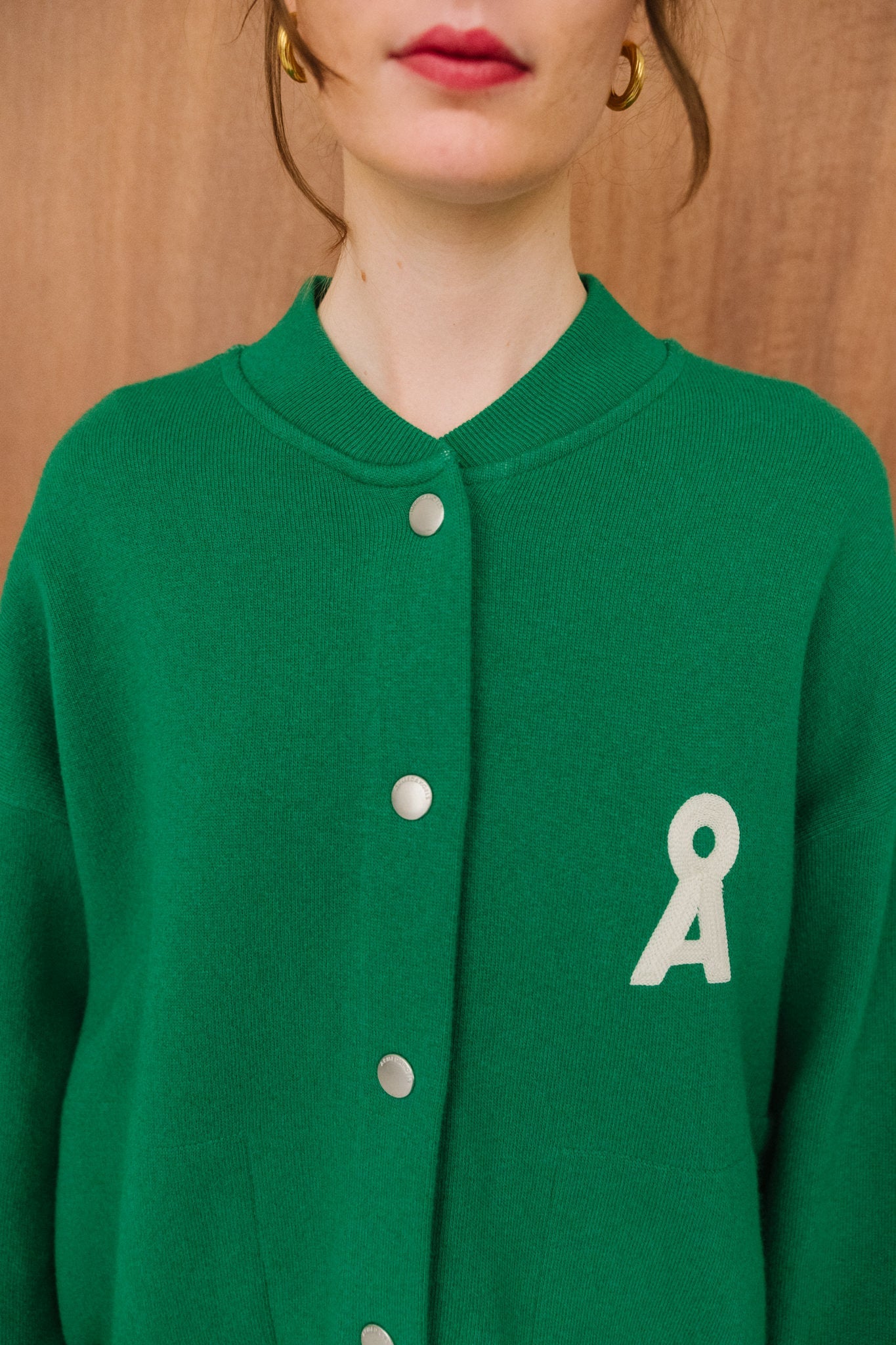 Veste en coton et laine bio | vert "iconic å aalison - emerald green-oatmilk"