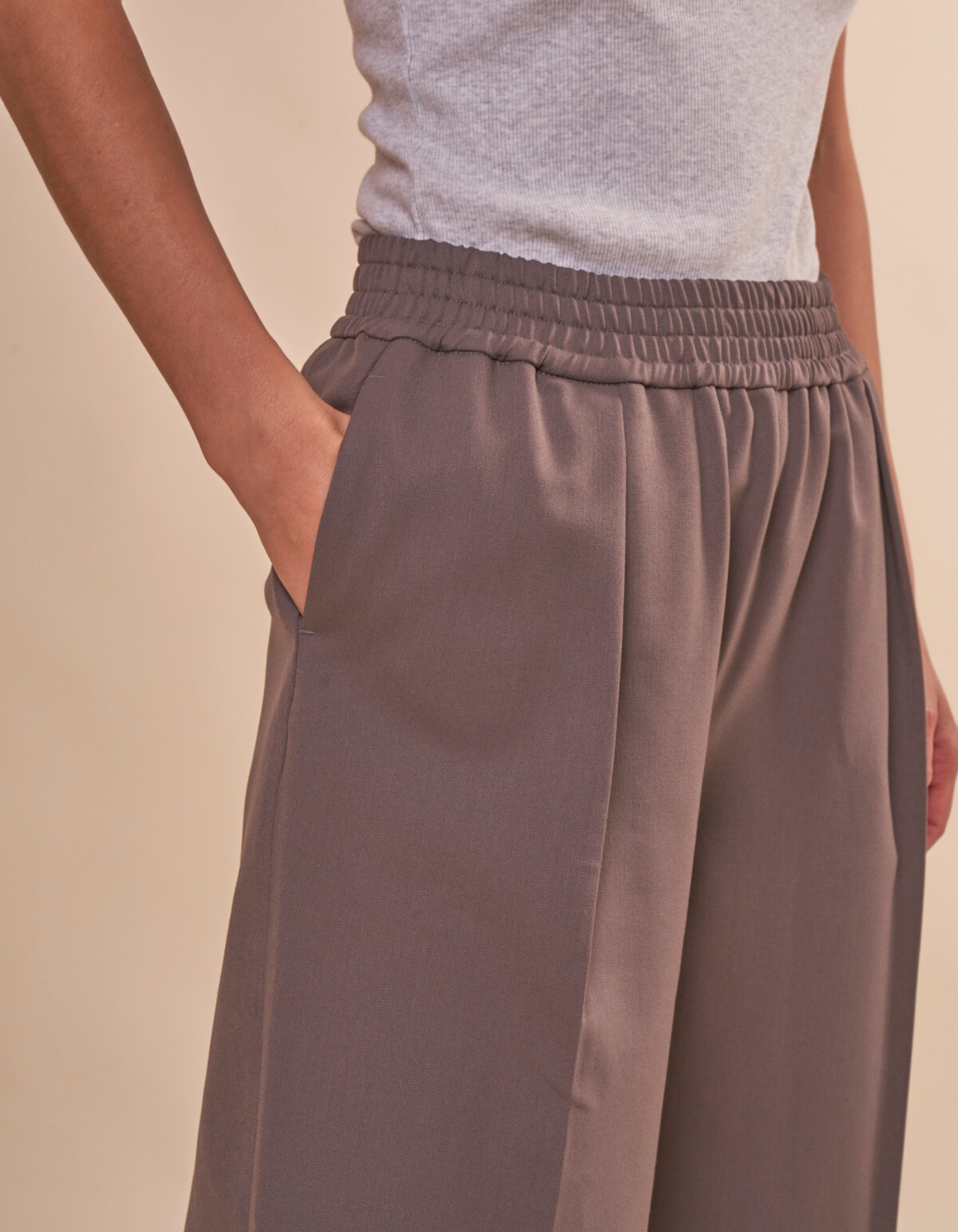 Pantalon ample en recyclé et ecovero | Gris "julia trousers dark brindle"