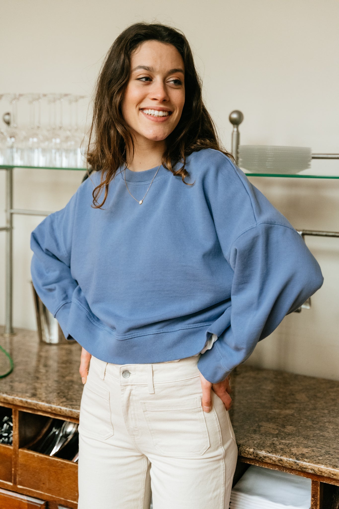 Sweat oversize bleu clair en coton bio - mira indigo