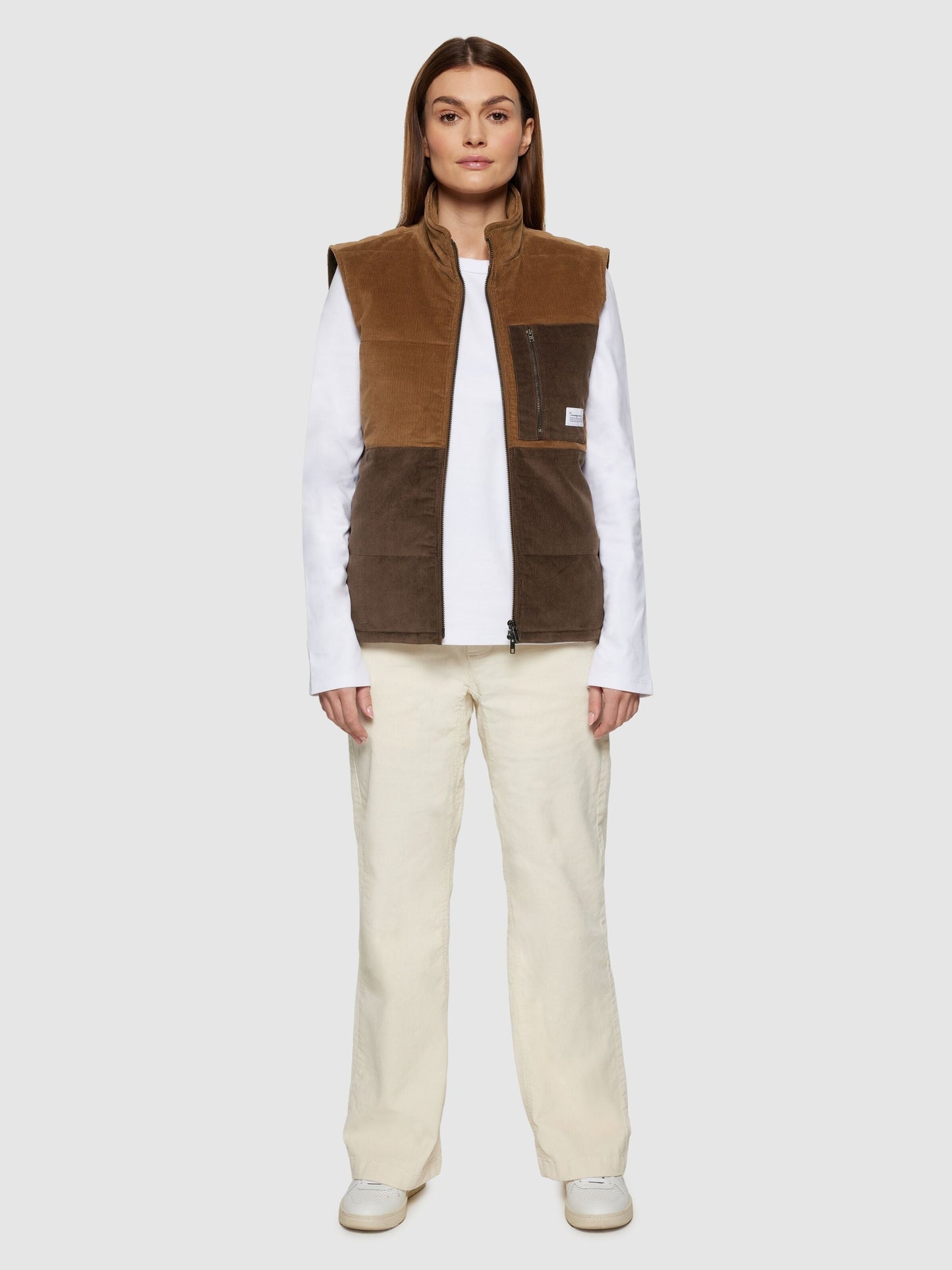 Veste en coton biologique | noir "14-wales corduroy colorblock vest wmn"