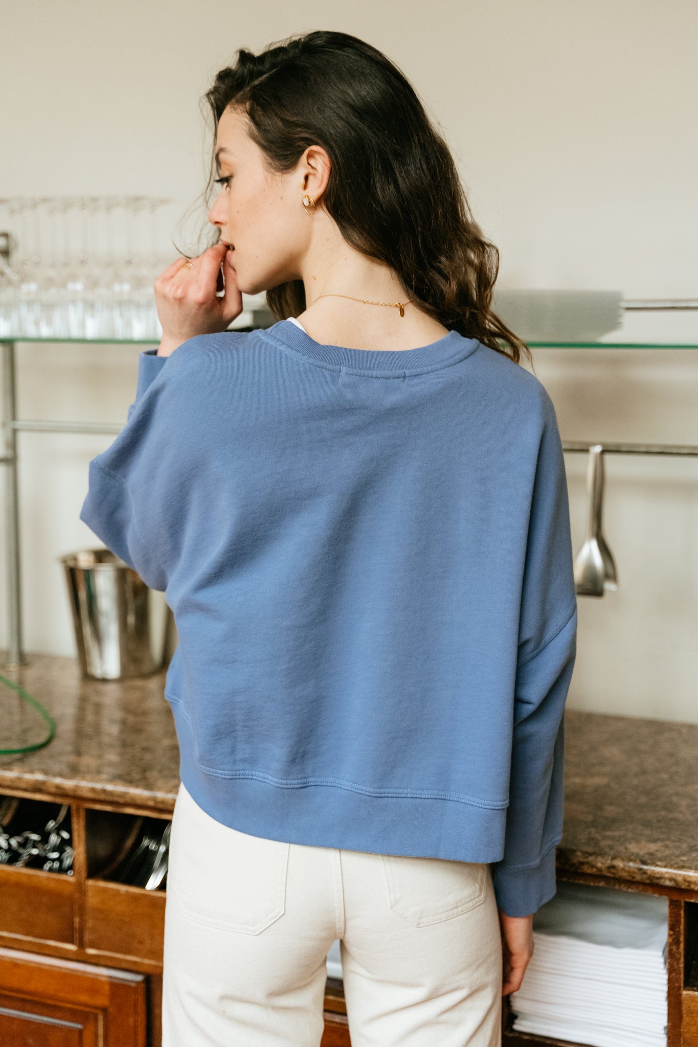 Sweat oversize bleu clair en coton bio - mira indigo